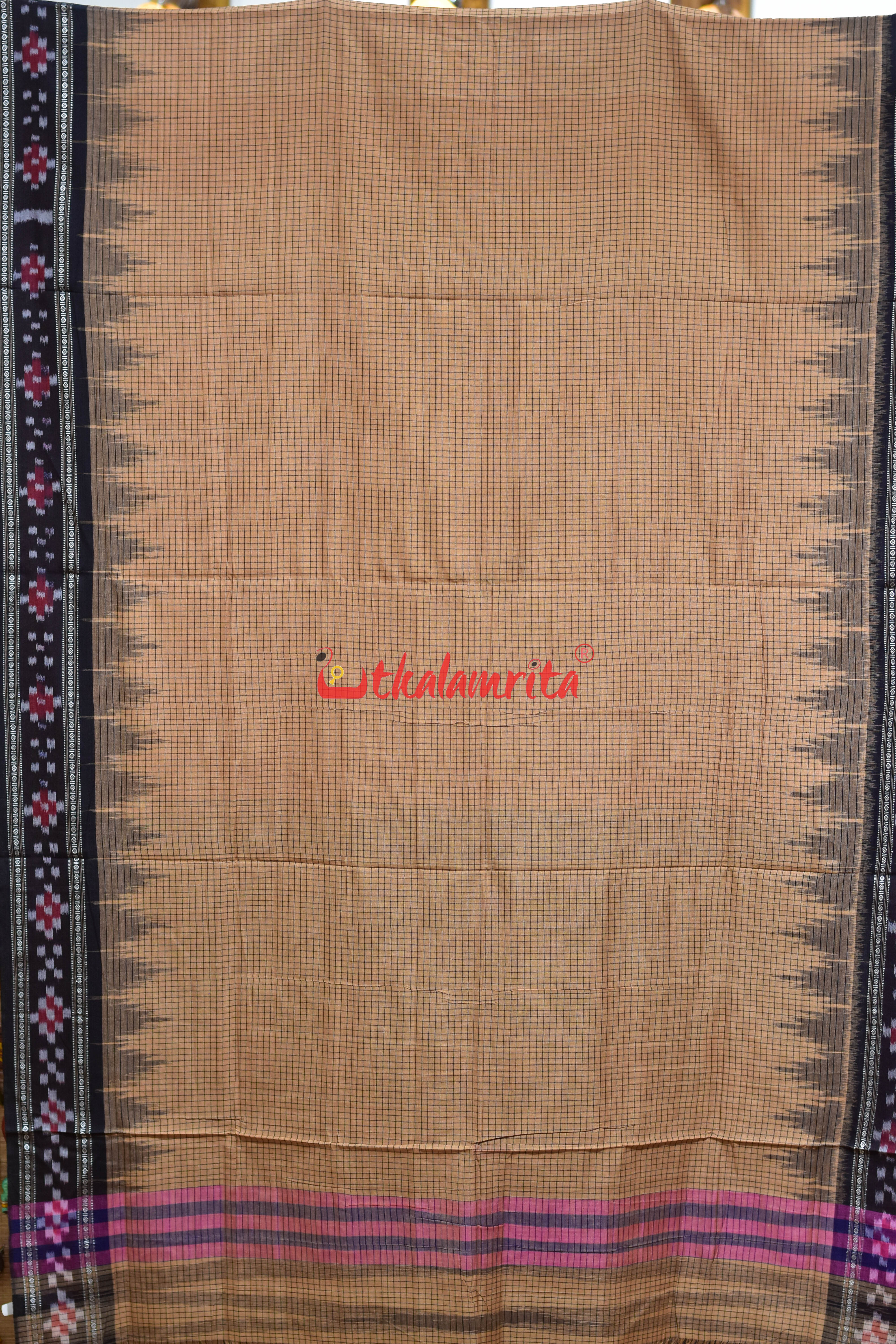 Sachipar Border Pasapali Cream Khandua Cotton Saree