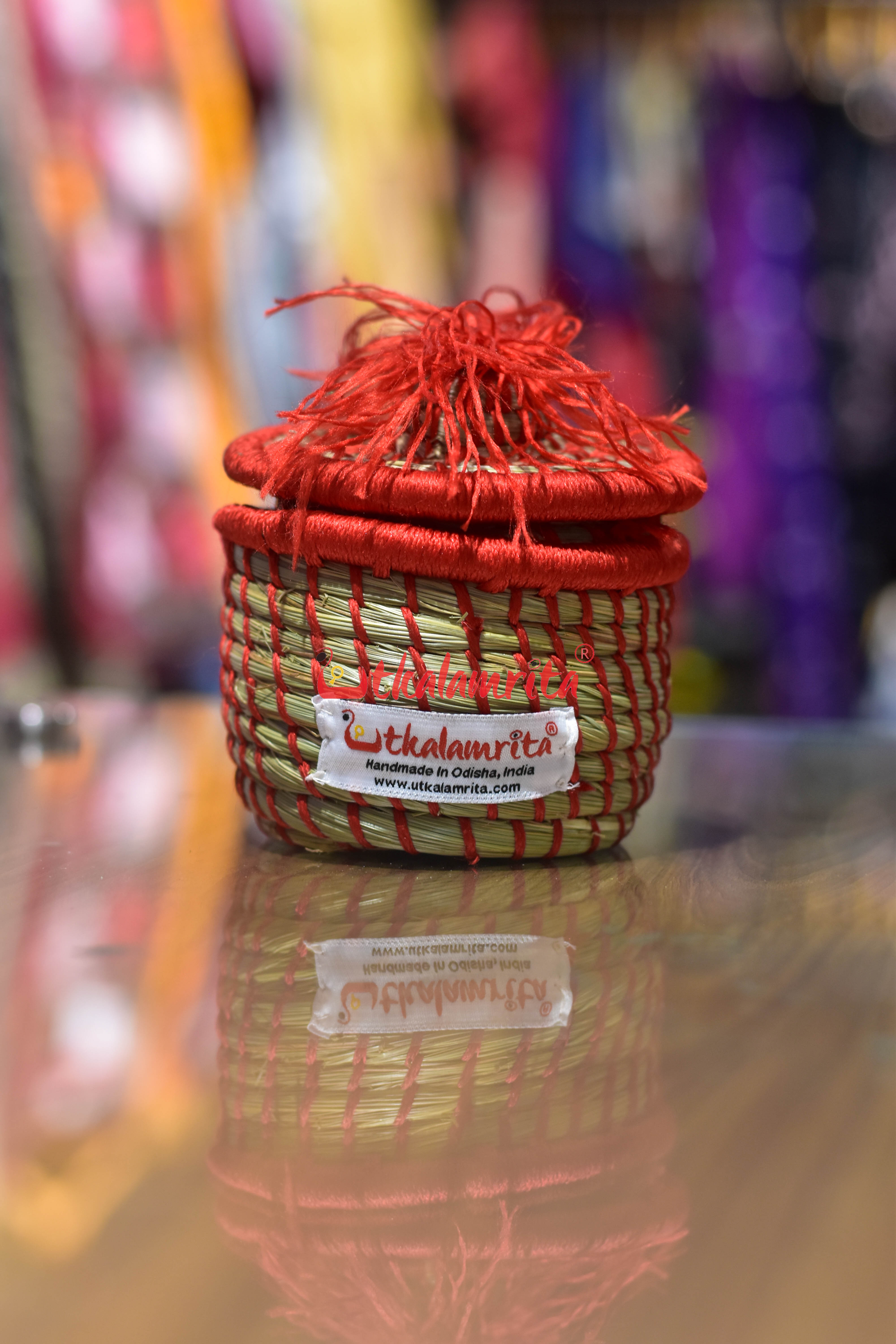 Sabai Grass Chuti Thread Jewellery Box Red