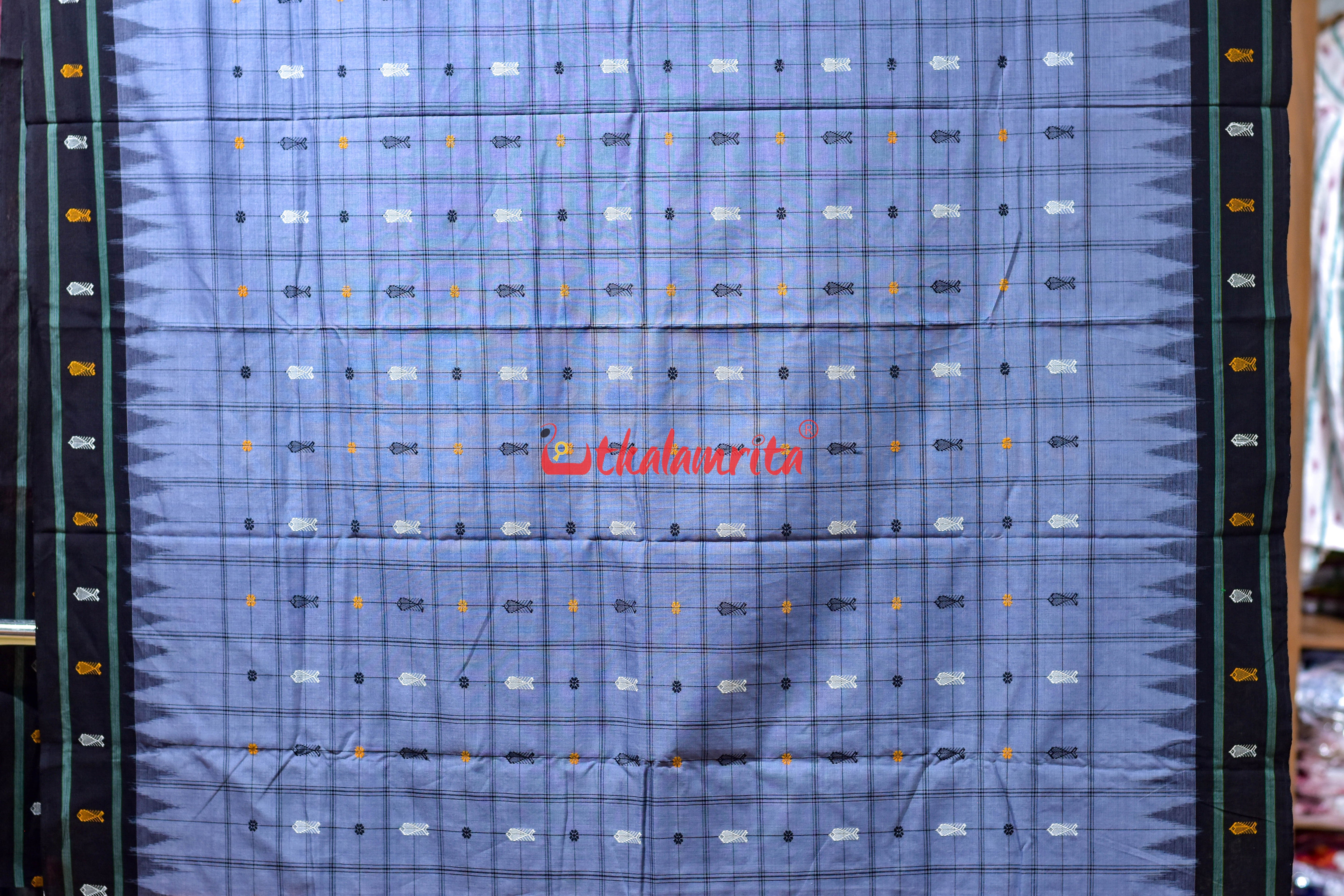 Nuapatna Hazar Buti Ash Grey Cotton Saree