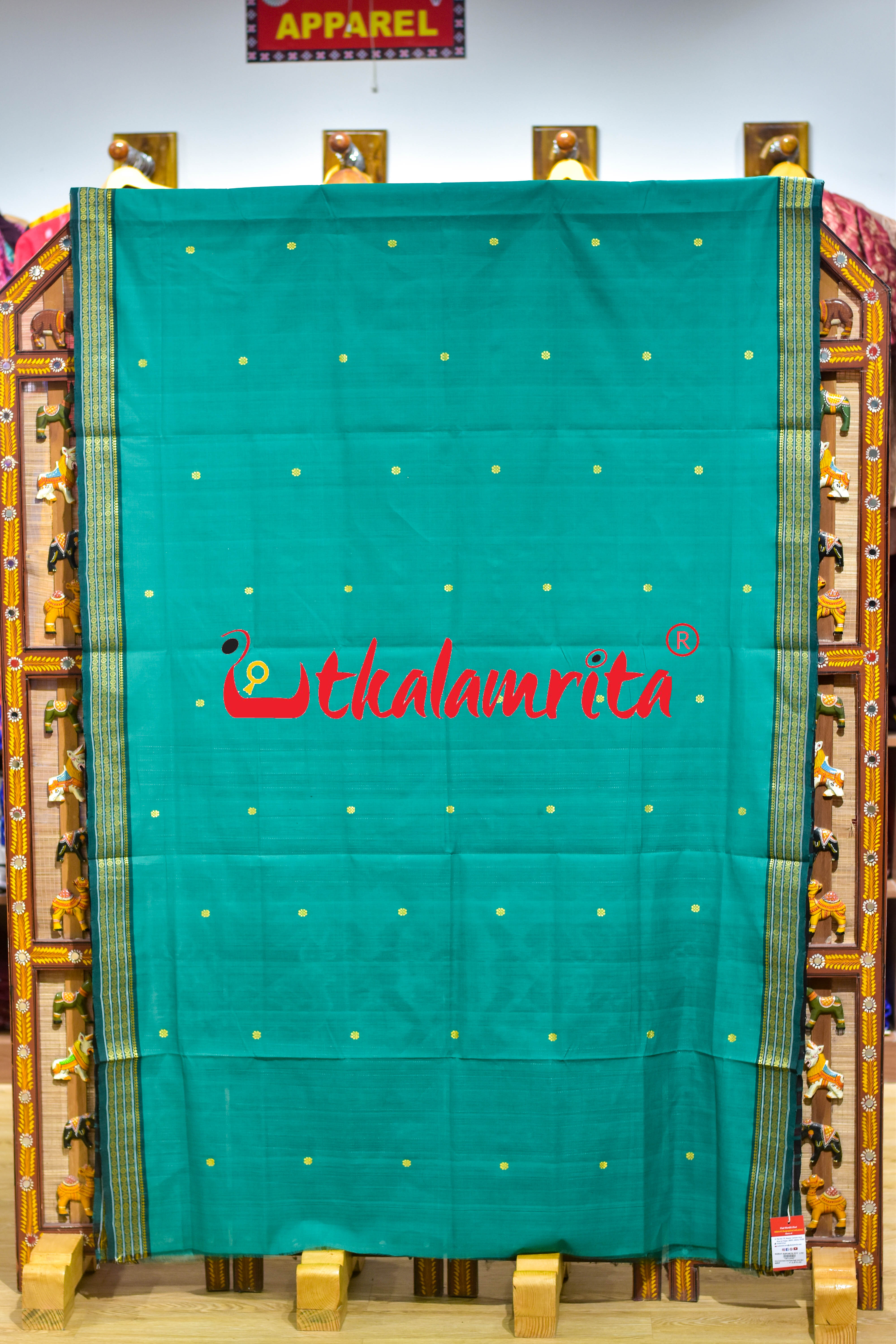 Green Double Border Doby Pittala Single Cotton Saree