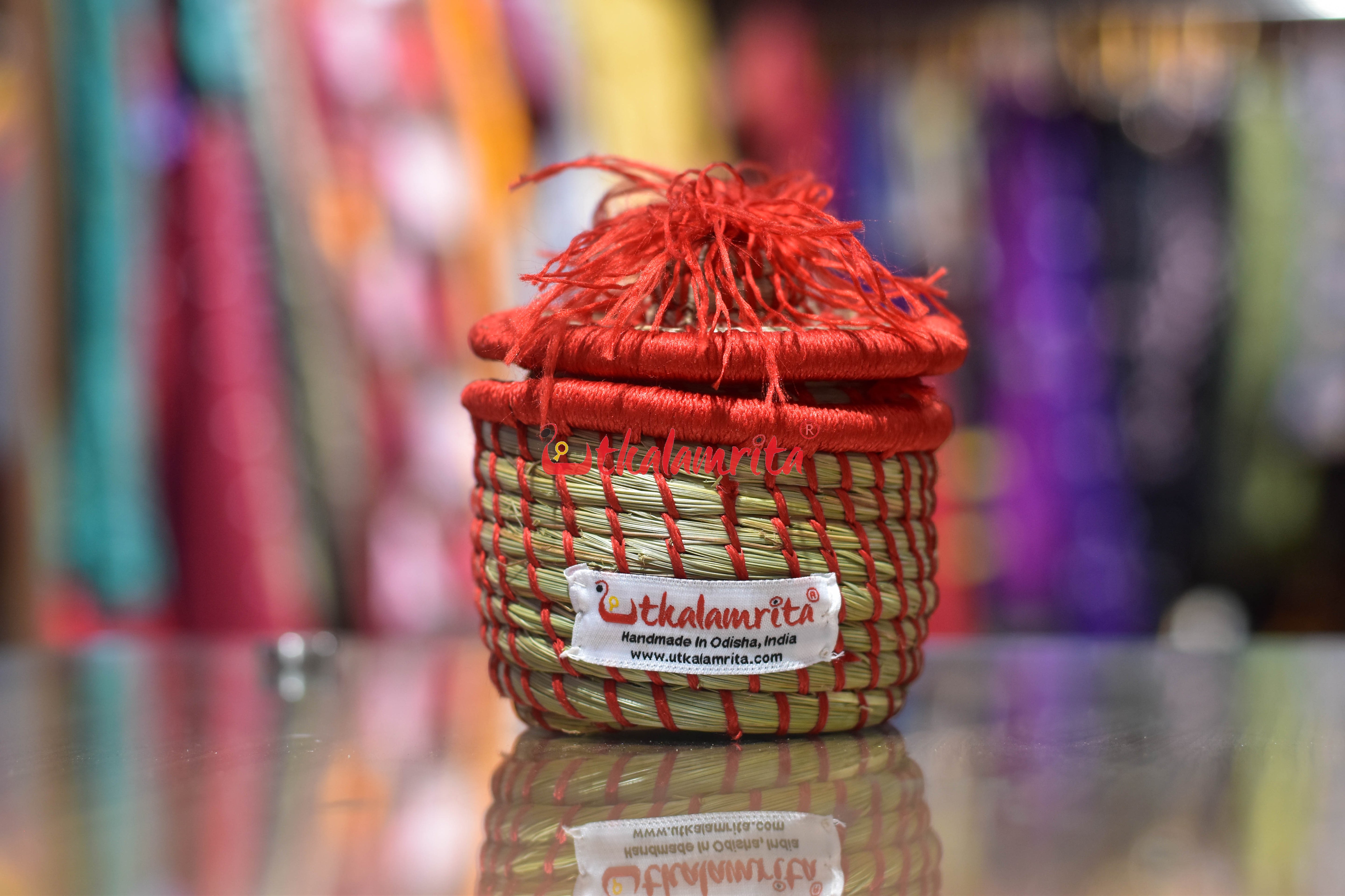 Sabai Grass Chuti Thread Jewellery Box Red