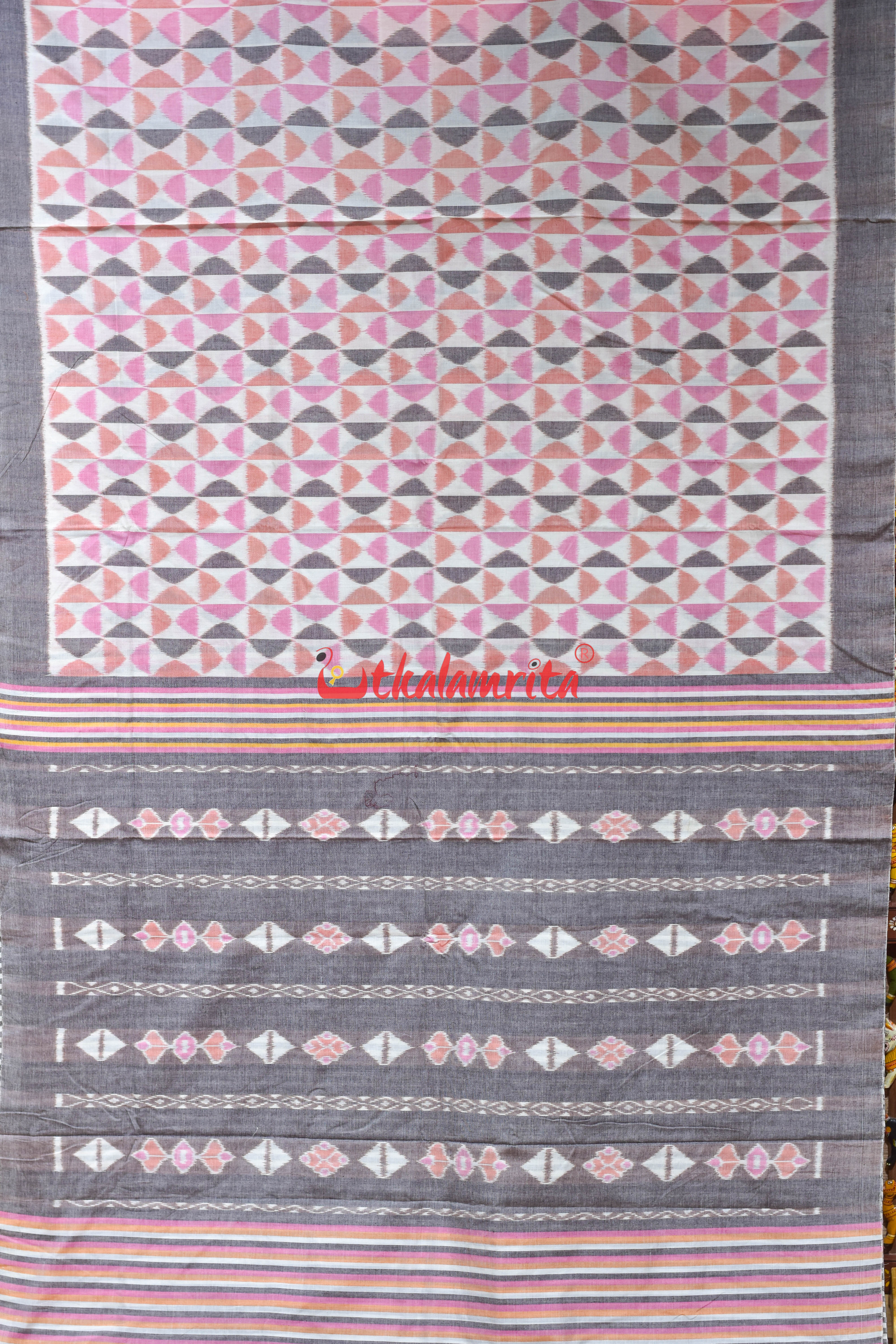 Pink Optical Illusions Patli Khandua Cotton Saree
