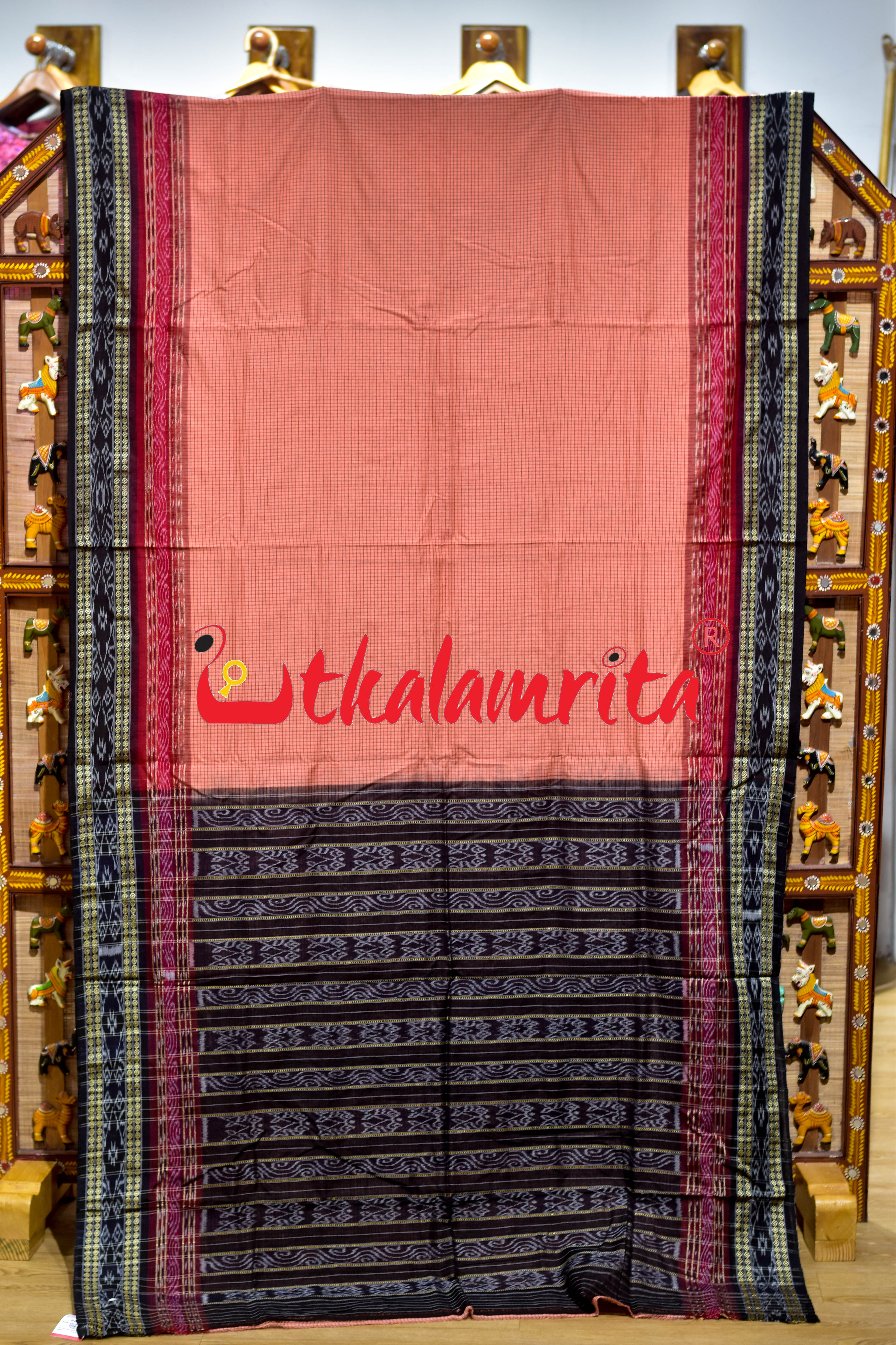 Peach Sachipar Khandua Cotton Saree