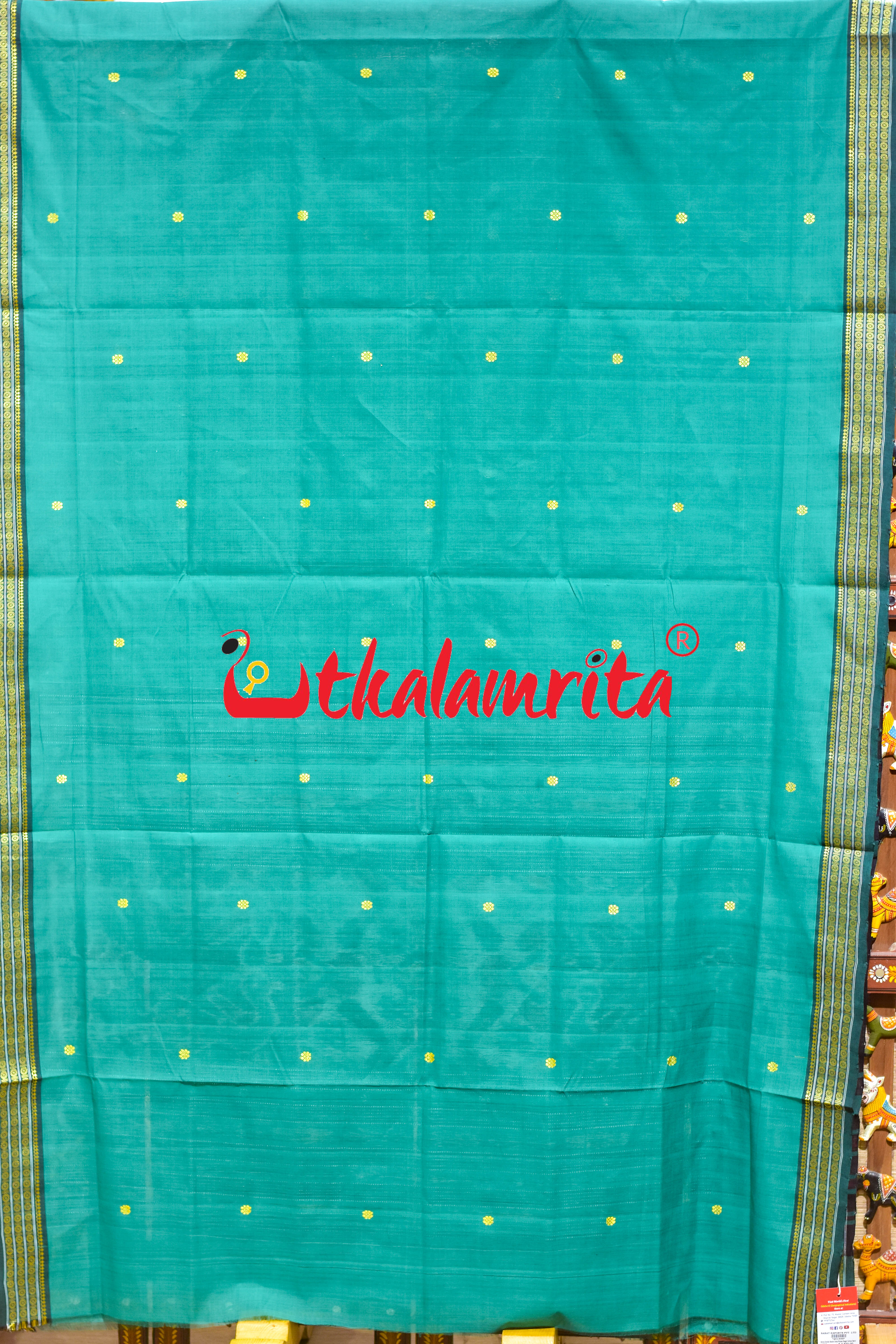 Green Double Border Doby Pittala Single Cotton Saree