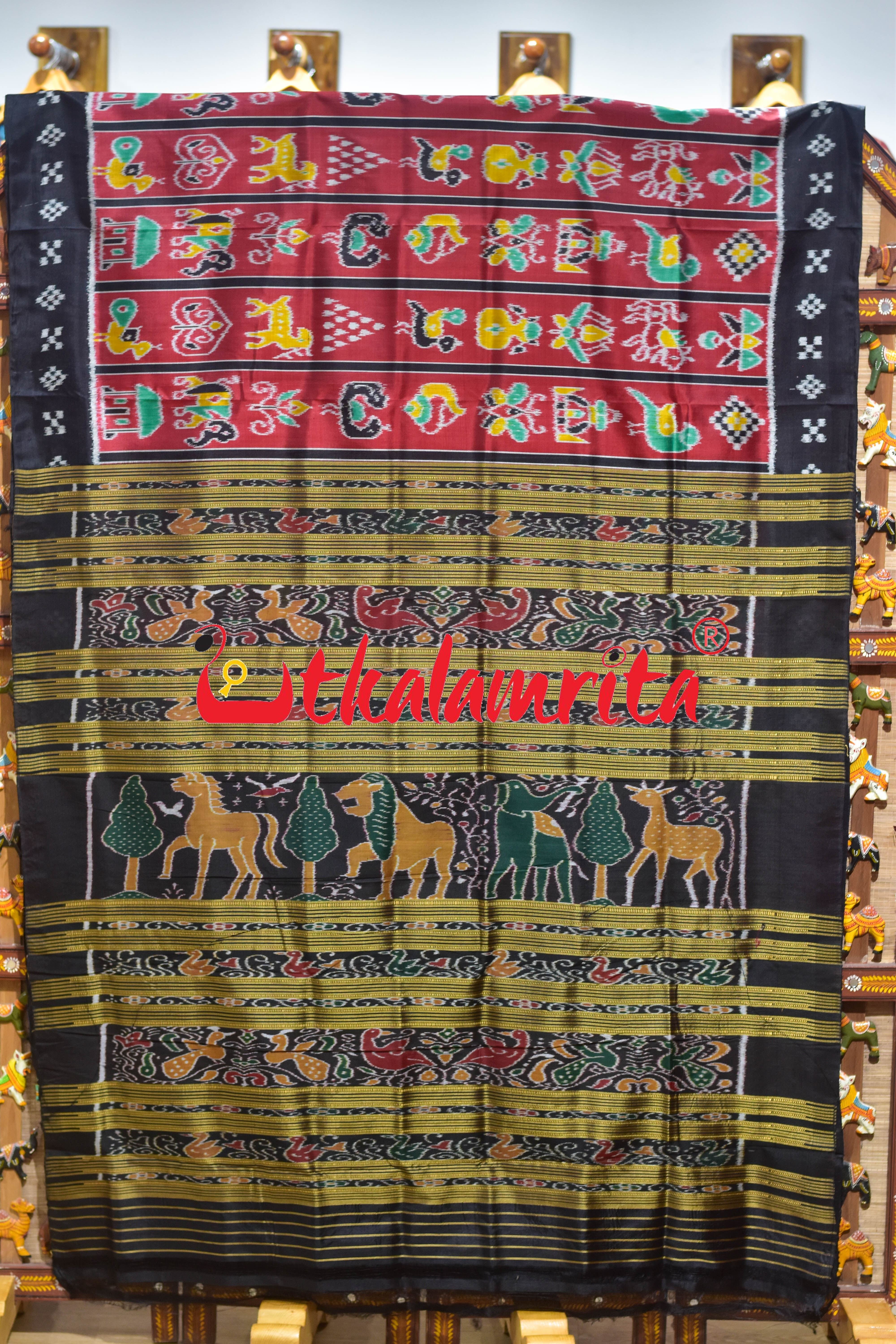 Maroon Black Pasapali Border Nabakothi Silk Saree