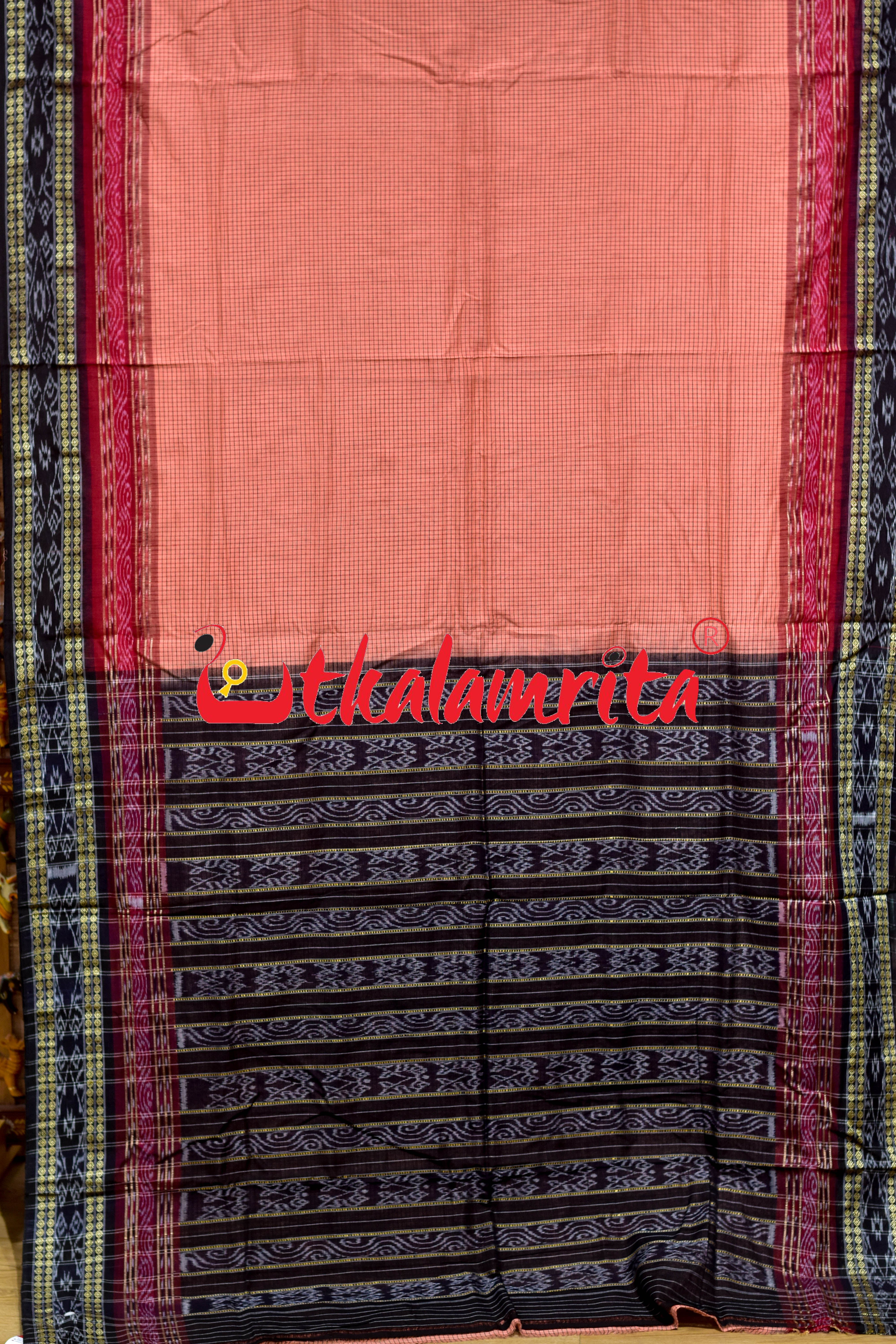 Peach Sachipar Khandua Cotton Saree