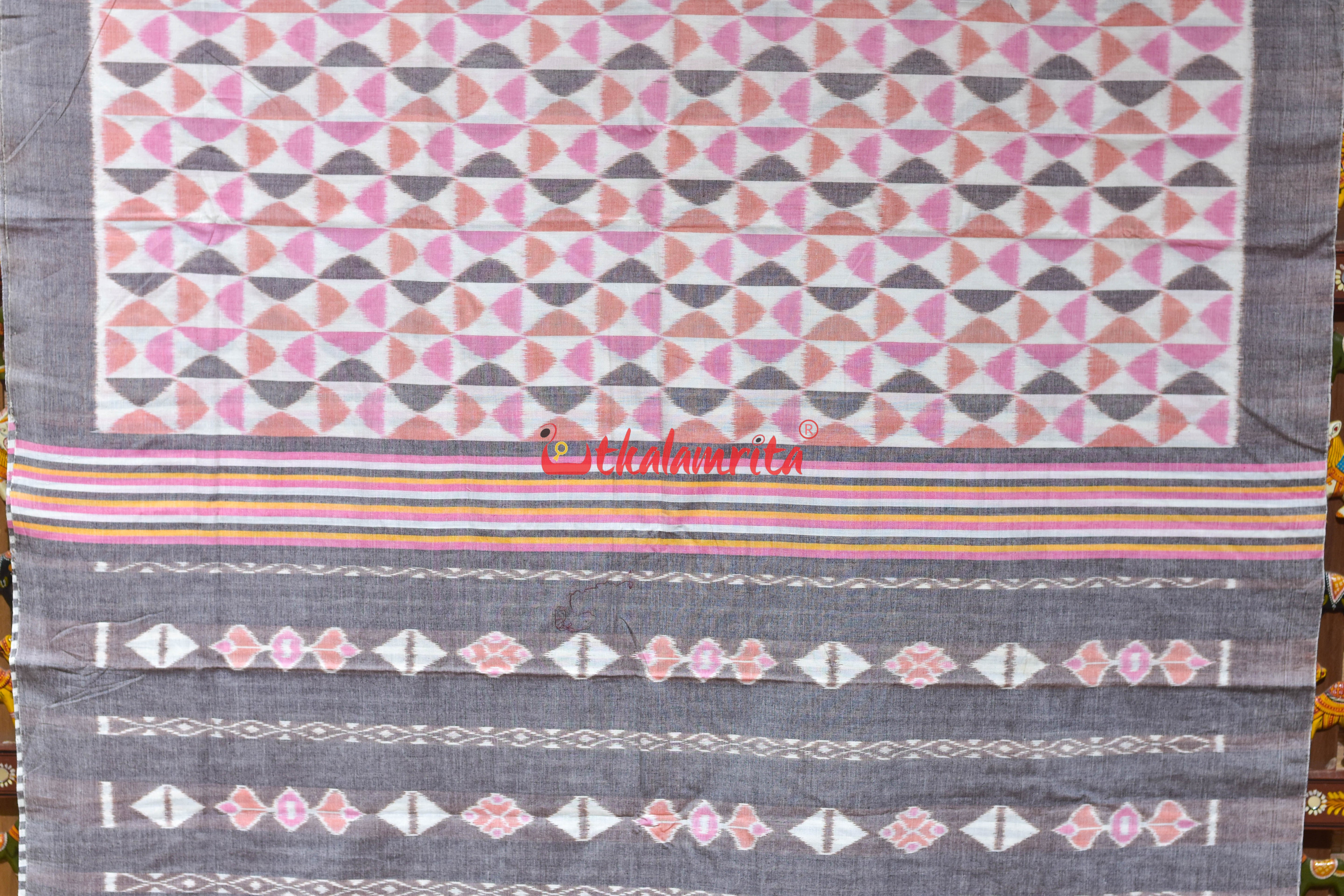 Pink Optical Illusions Patli Khandua Cotton Saree