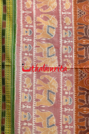 Hati Pink Brown Green Sambalpuri Cotton Saree