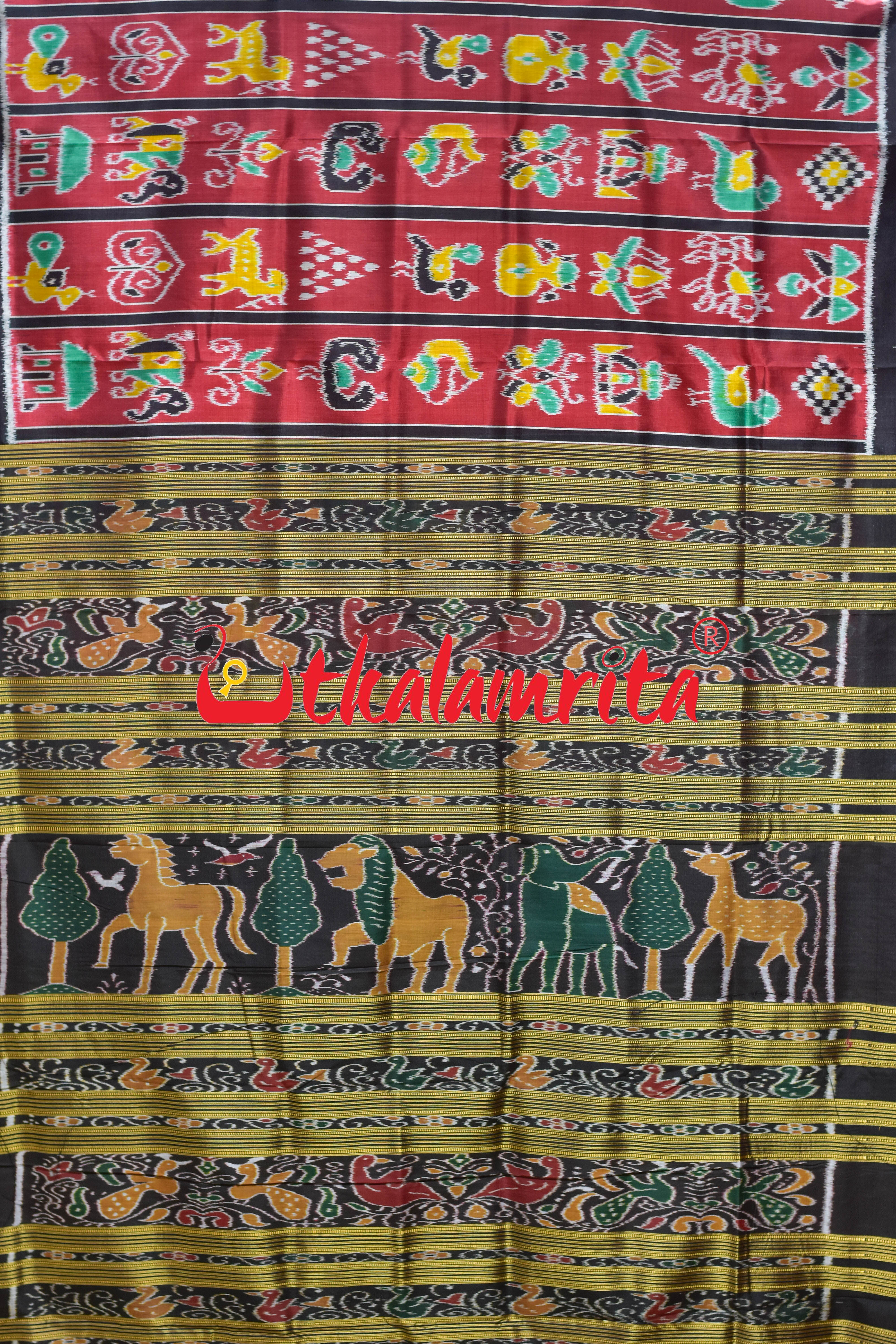 Maroon Black Pasapali Border Nabakothi Silk Saree