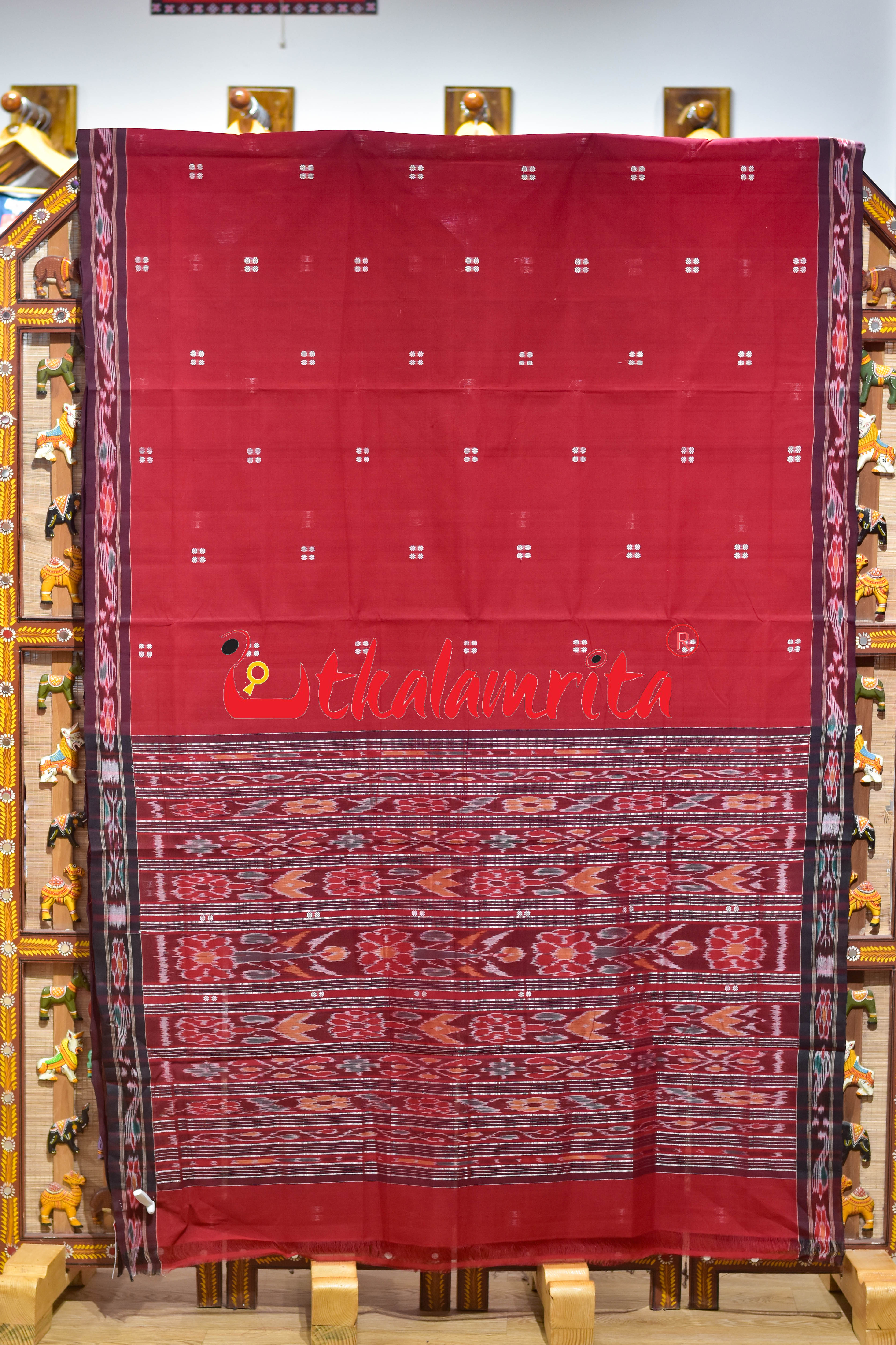 Red Coffee Pittala Single Cotton Saree