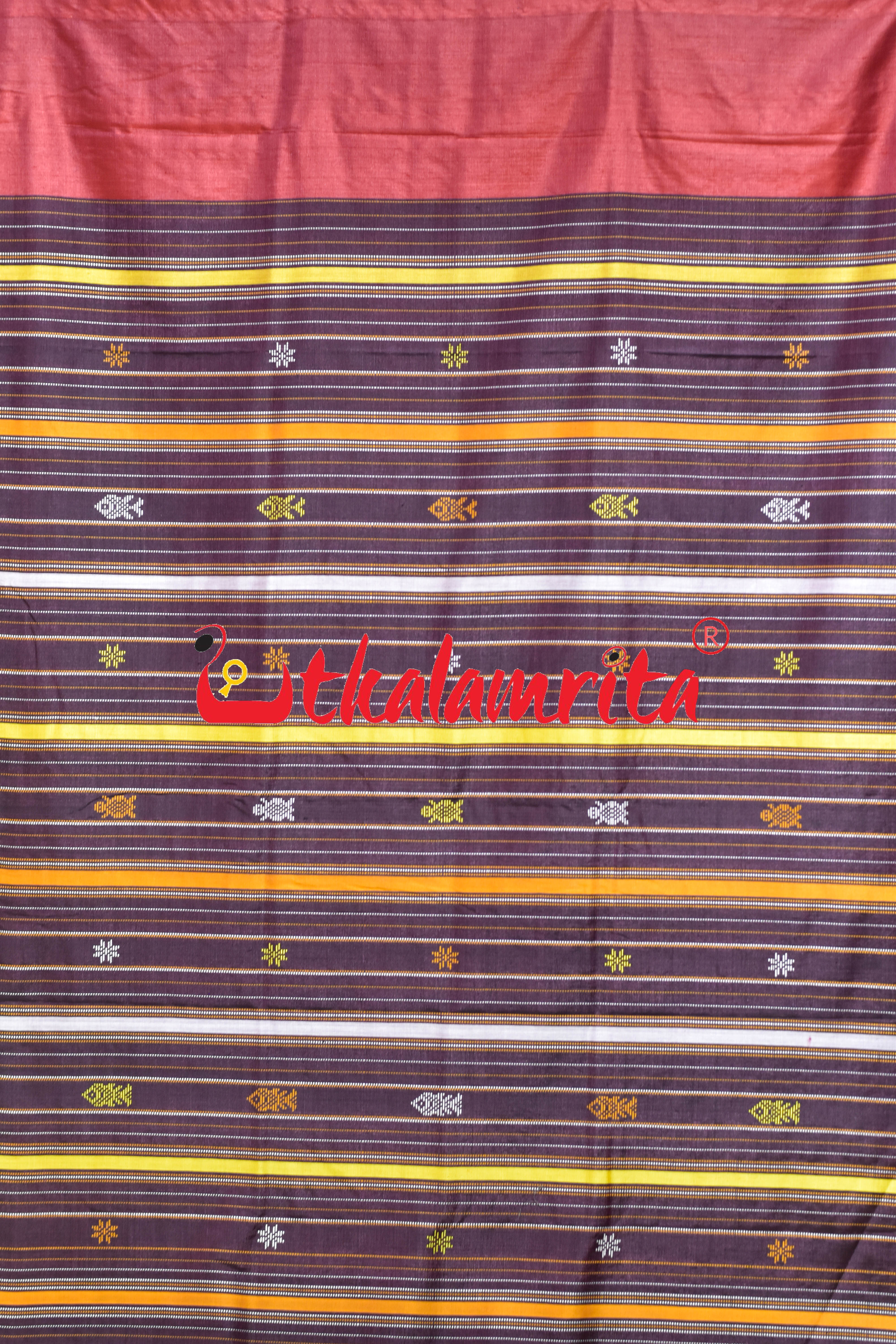 Red Coffee Phoda Anchal Gopalpur Tussar Silk Saree