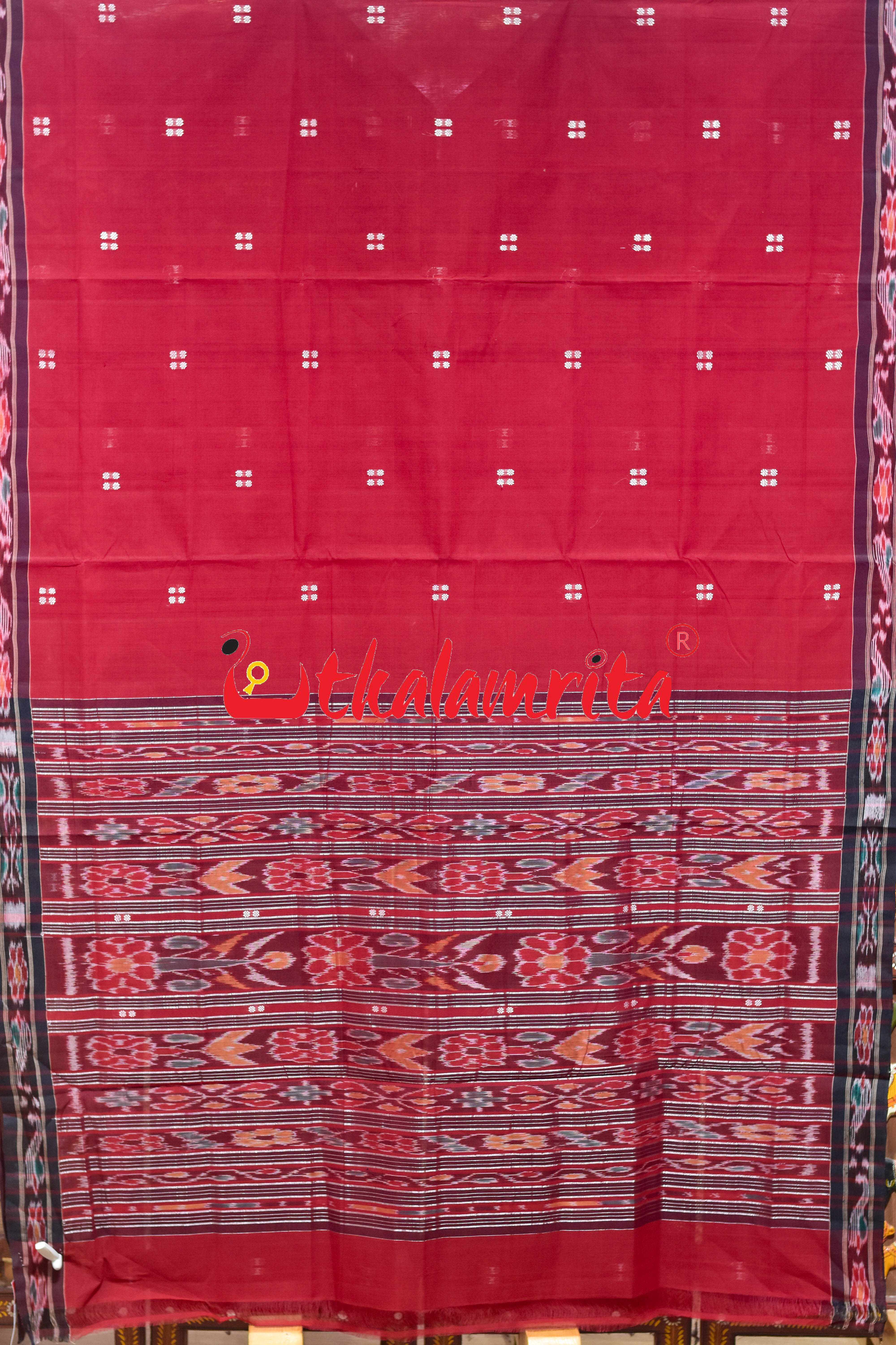 Red Coffee Pittala Single Cotton Saree