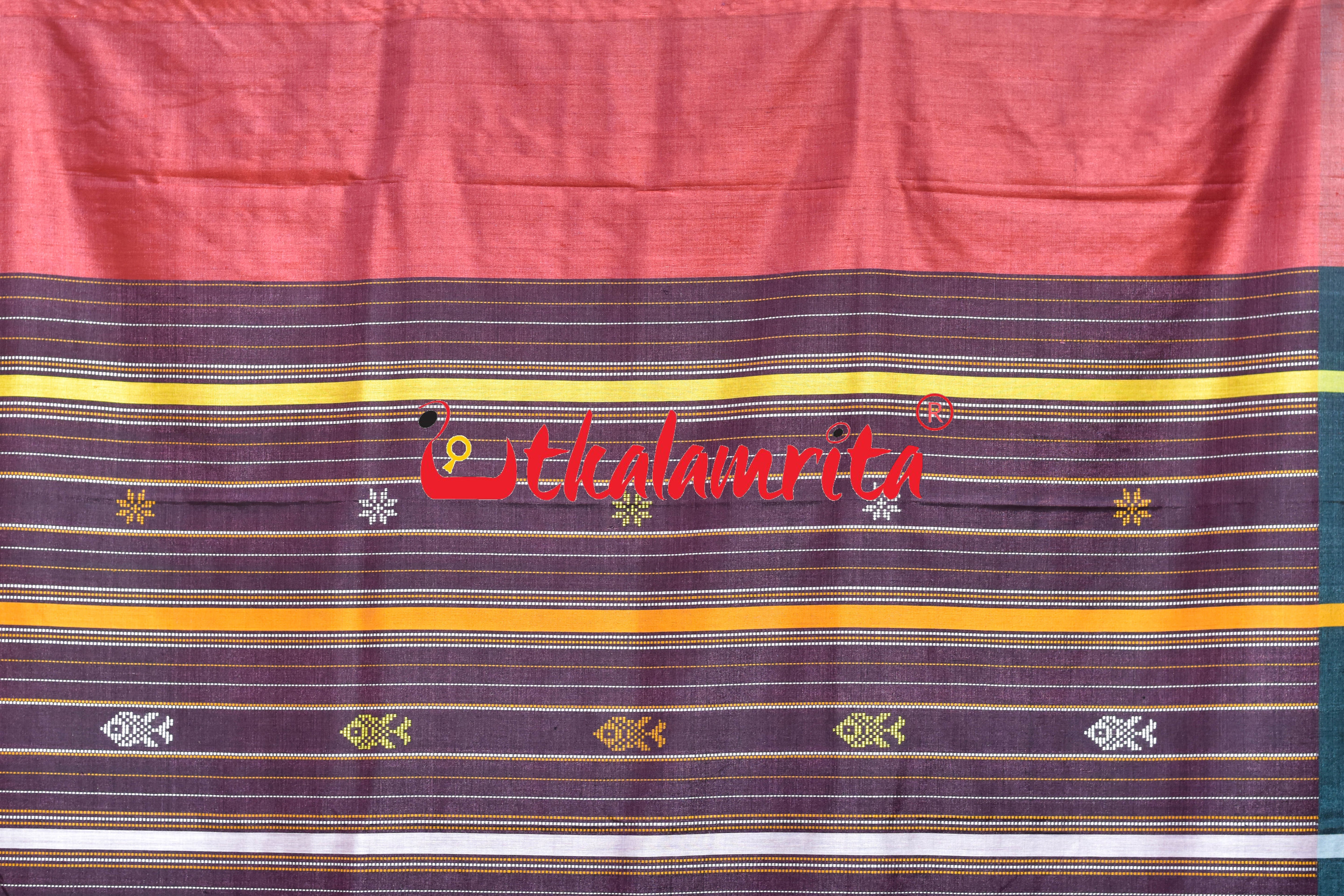 Red Coffee Phoda Anchal Gopalpur Tussar Silk Saree