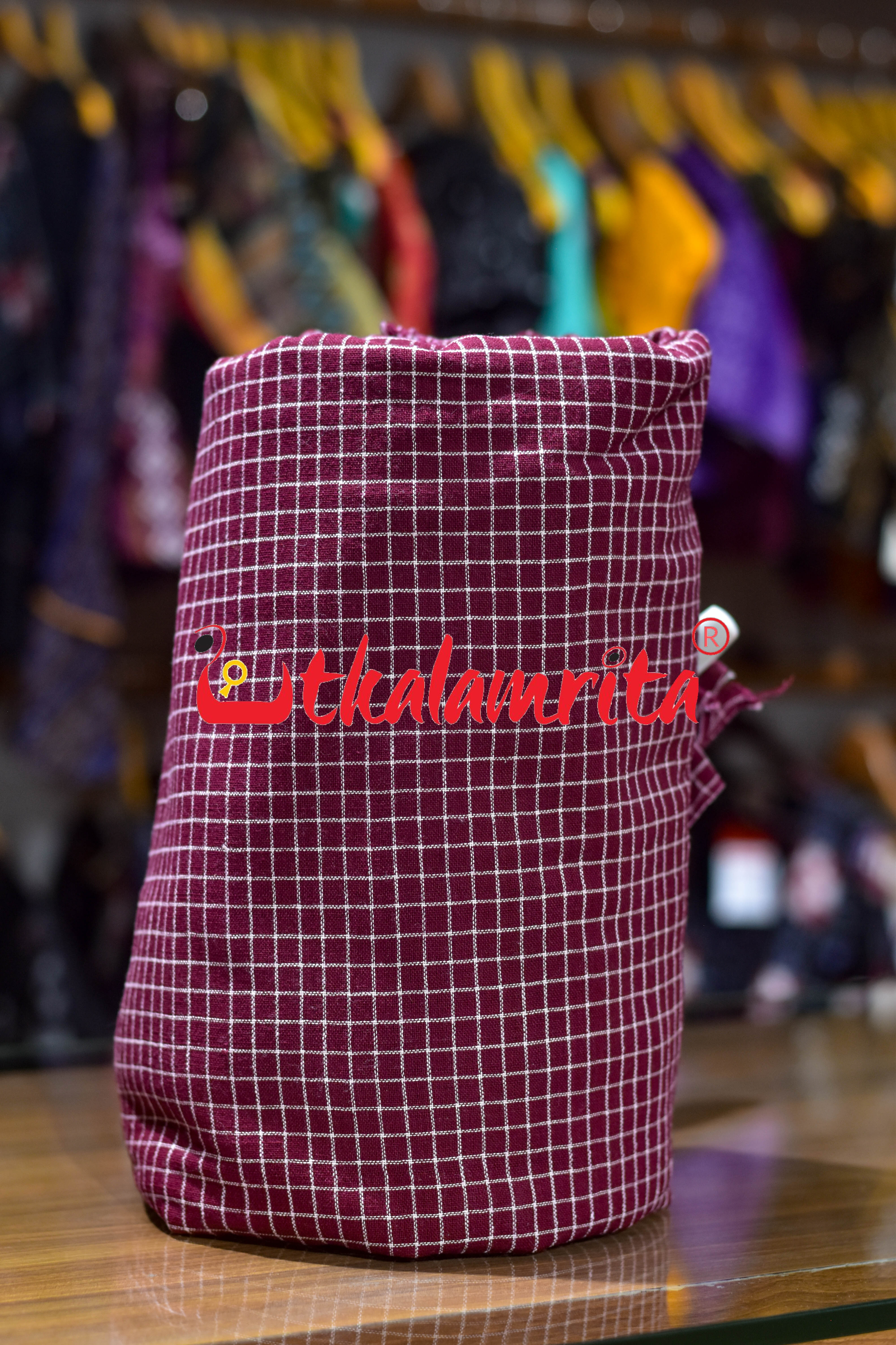 Maroon Check Kotpad (Fabric)