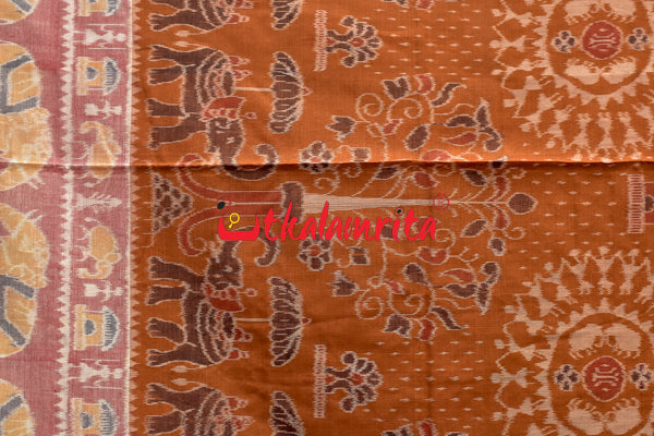 Hati Pink Brown Green Sambalpuri Cotton Saree