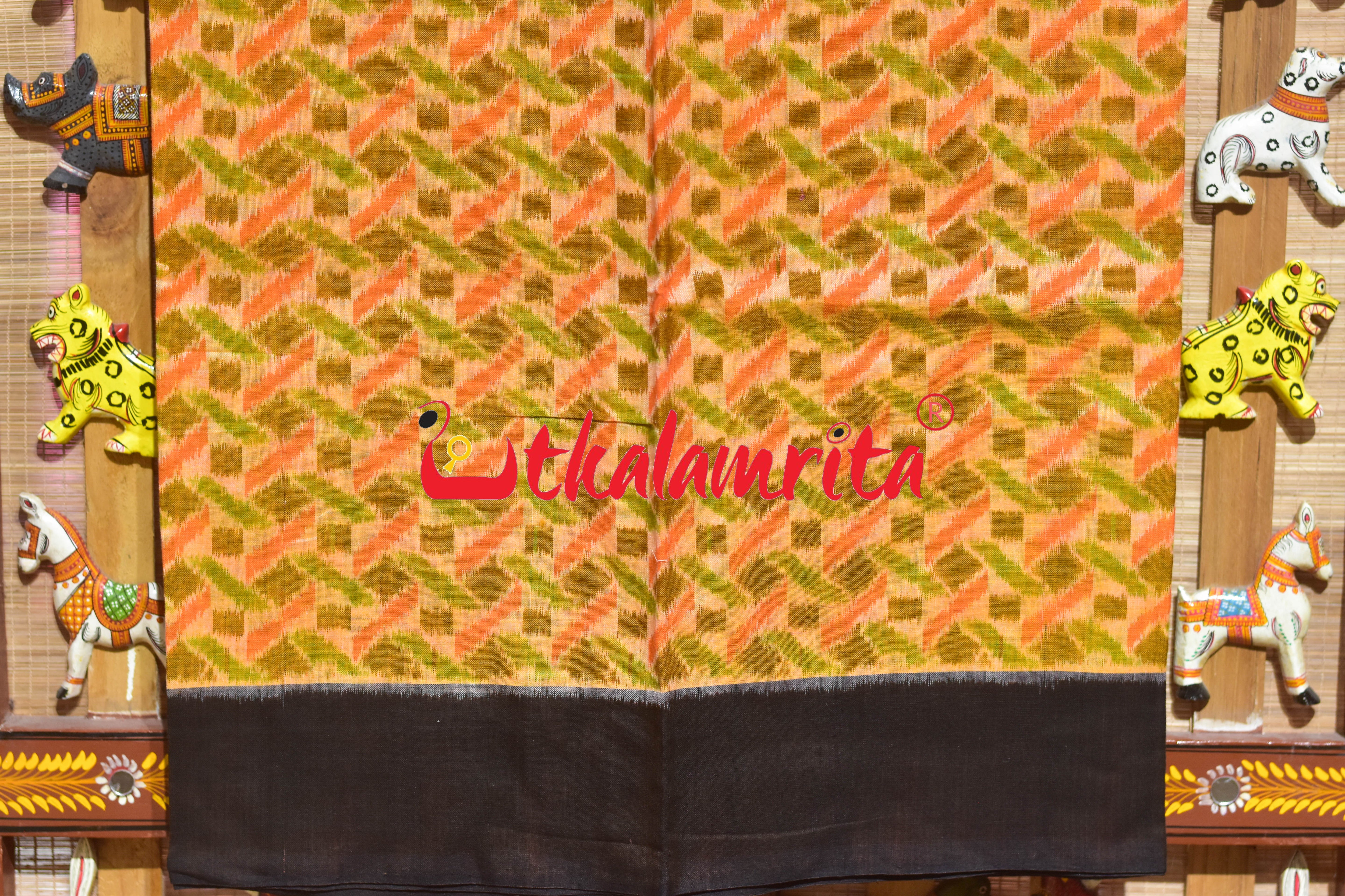 Yellow Green Bandha Sambalpuri Cotton Dress Set