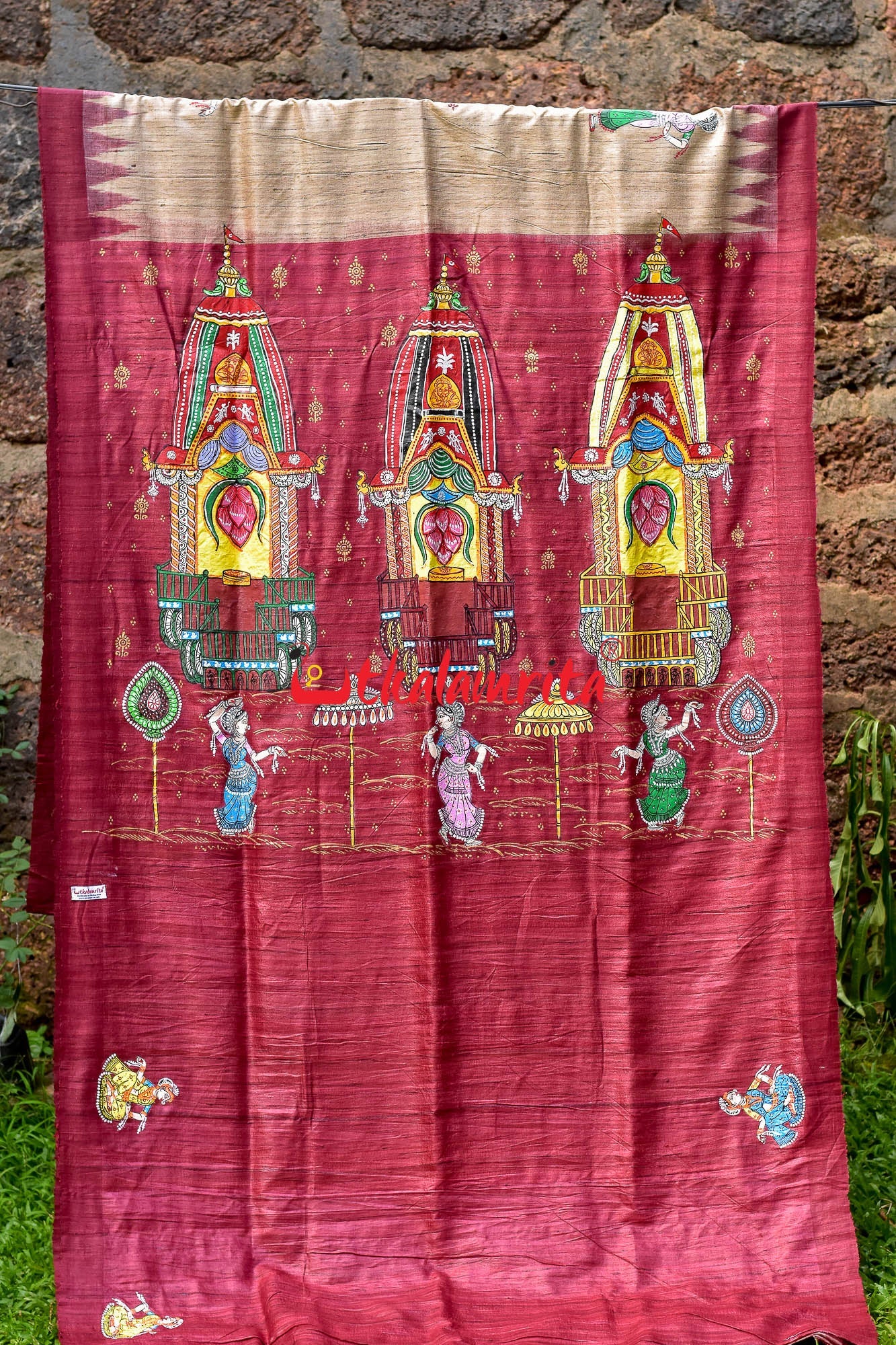 Ratha Jatra Theme Pattachitra Tussar Silk Saree