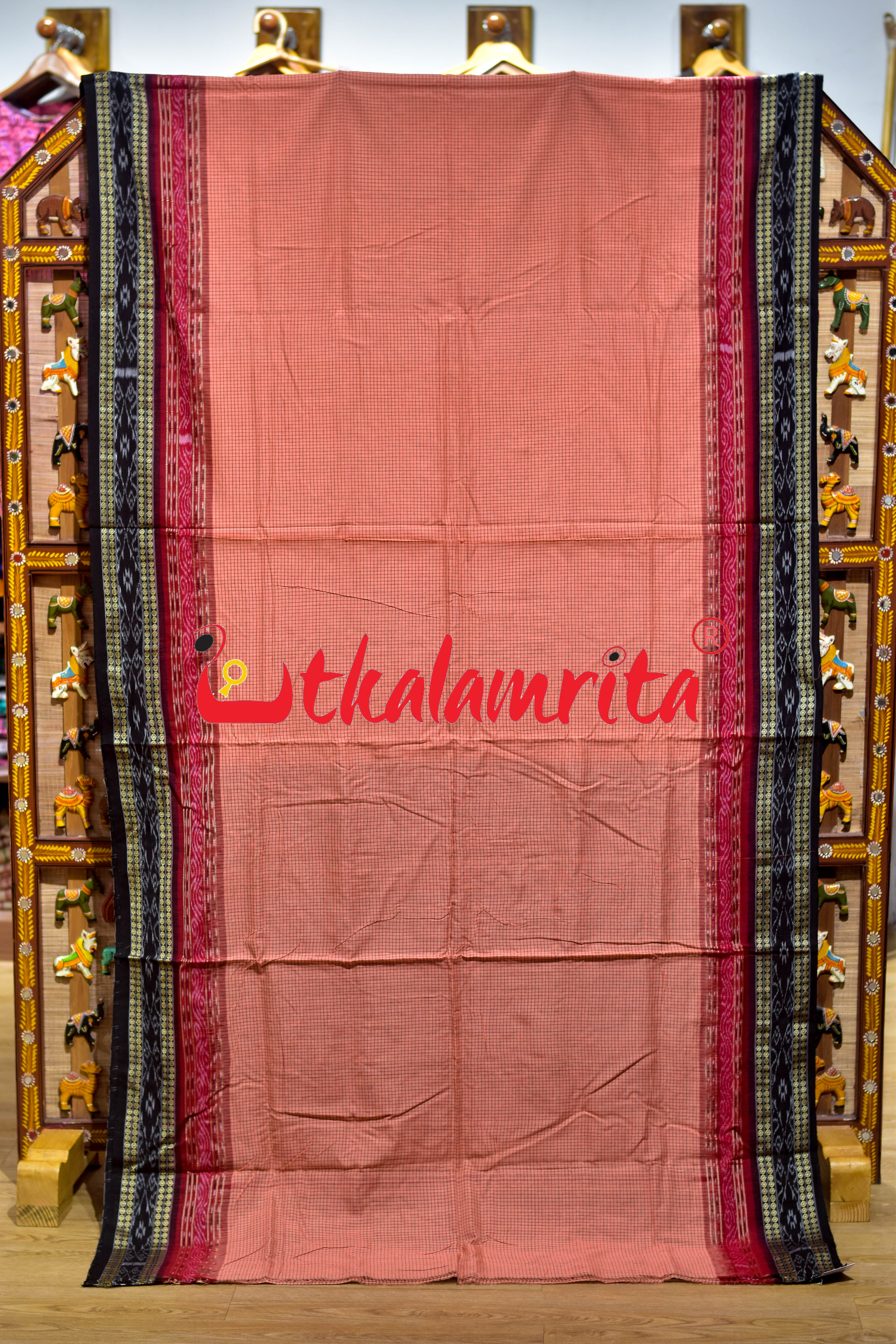 Peach Sachipar Khandua Cotton Saree