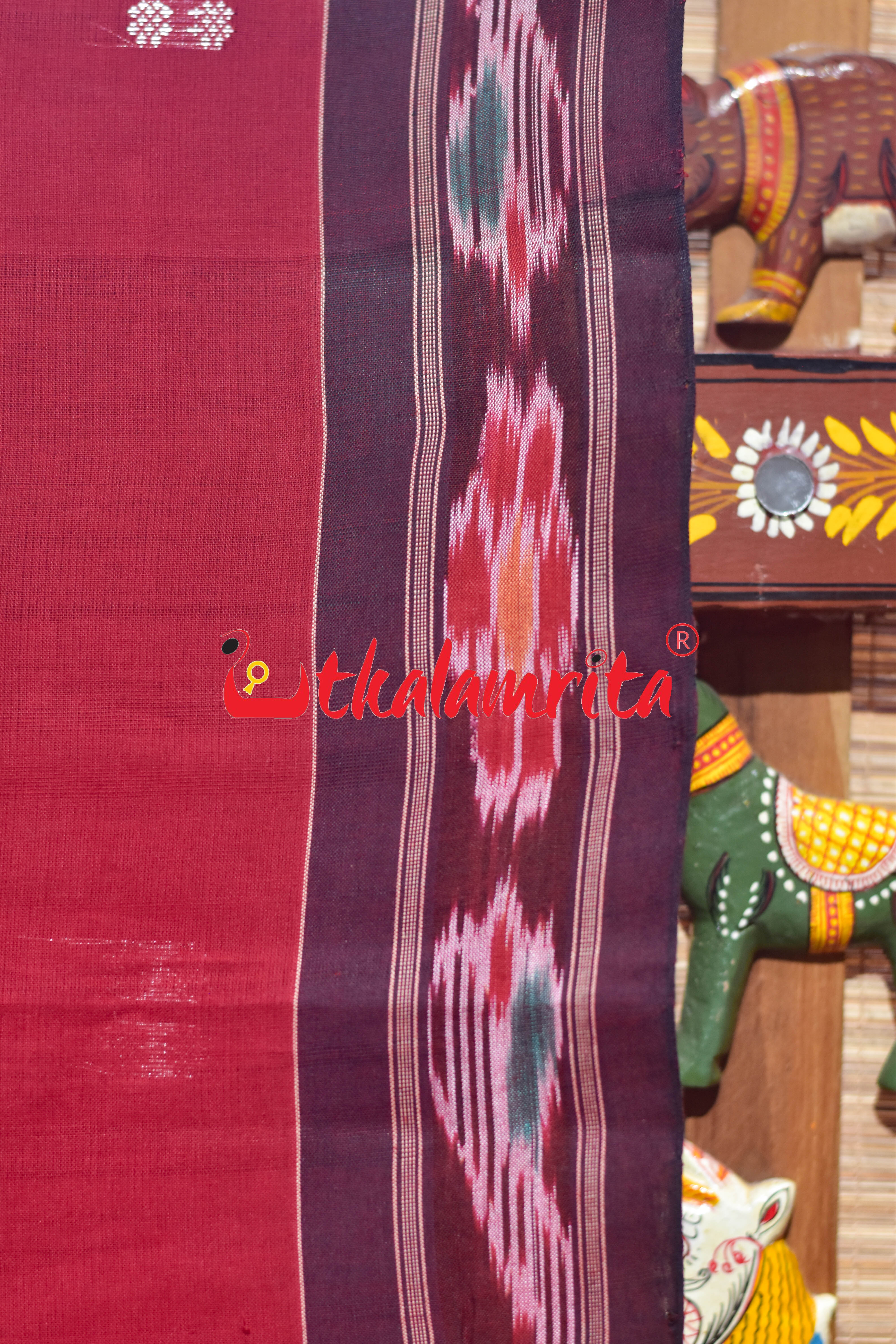 Red Coffee Pittala Single Cotton Saree