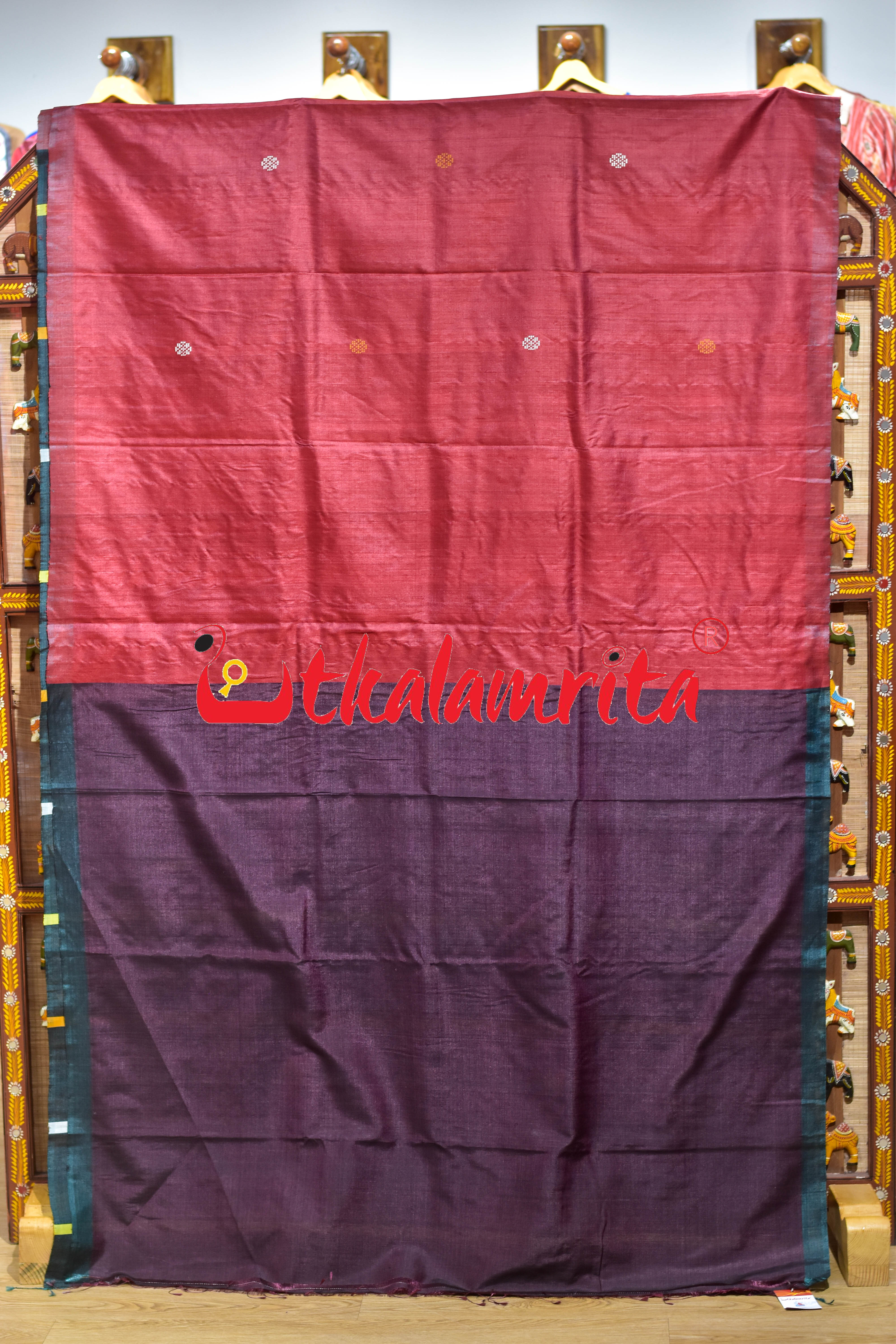 Red Coffee Phoda Anchal Gopalpur Tussar Silk Saree