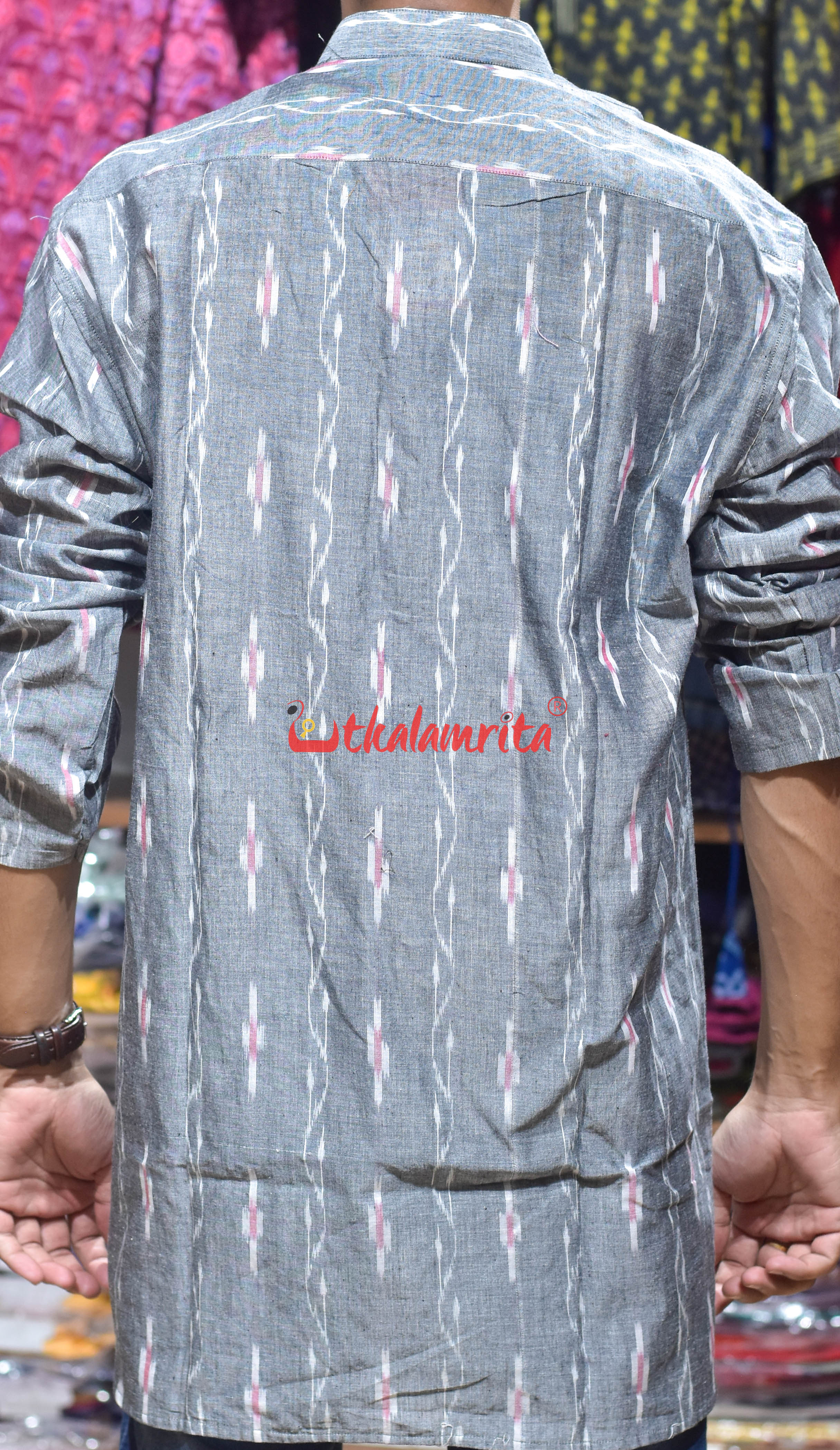Grey Lata Pasapali (Men's Short Kurta)