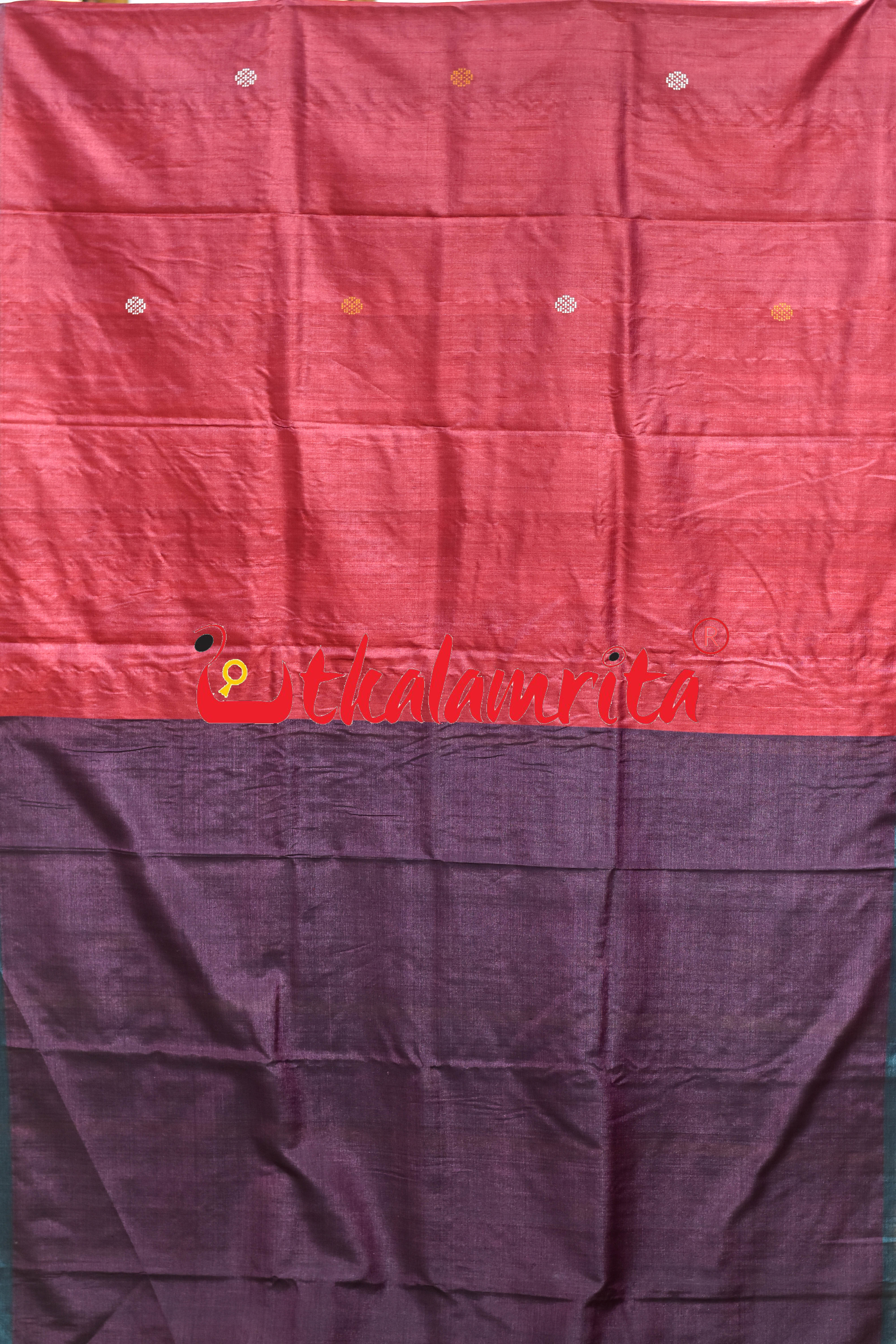 Red Coffee Phoda Anchal Gopalpur Tussar Silk Saree