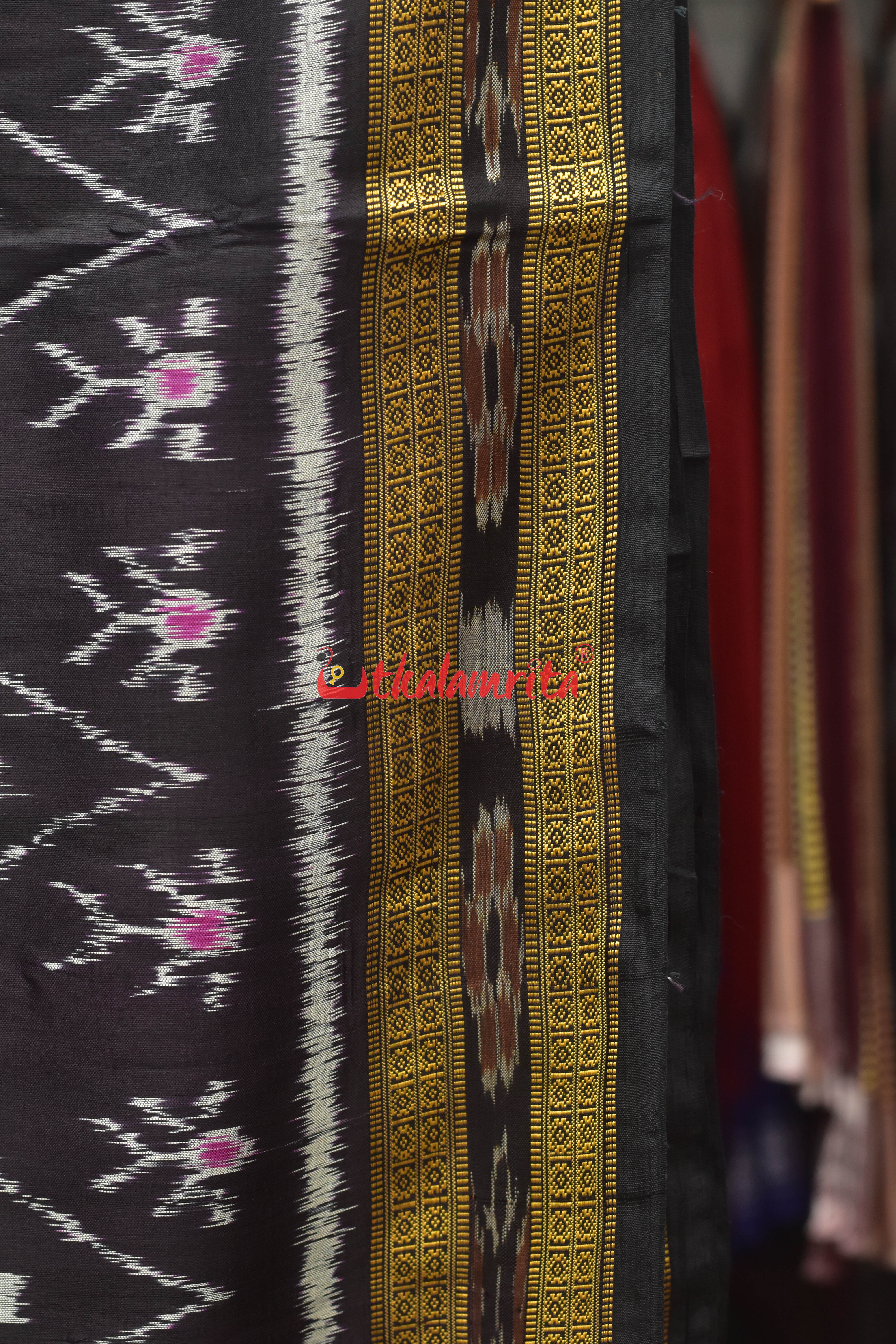 Black Pink Thikiri Pasapali with Tribal Khandua Silk Saree