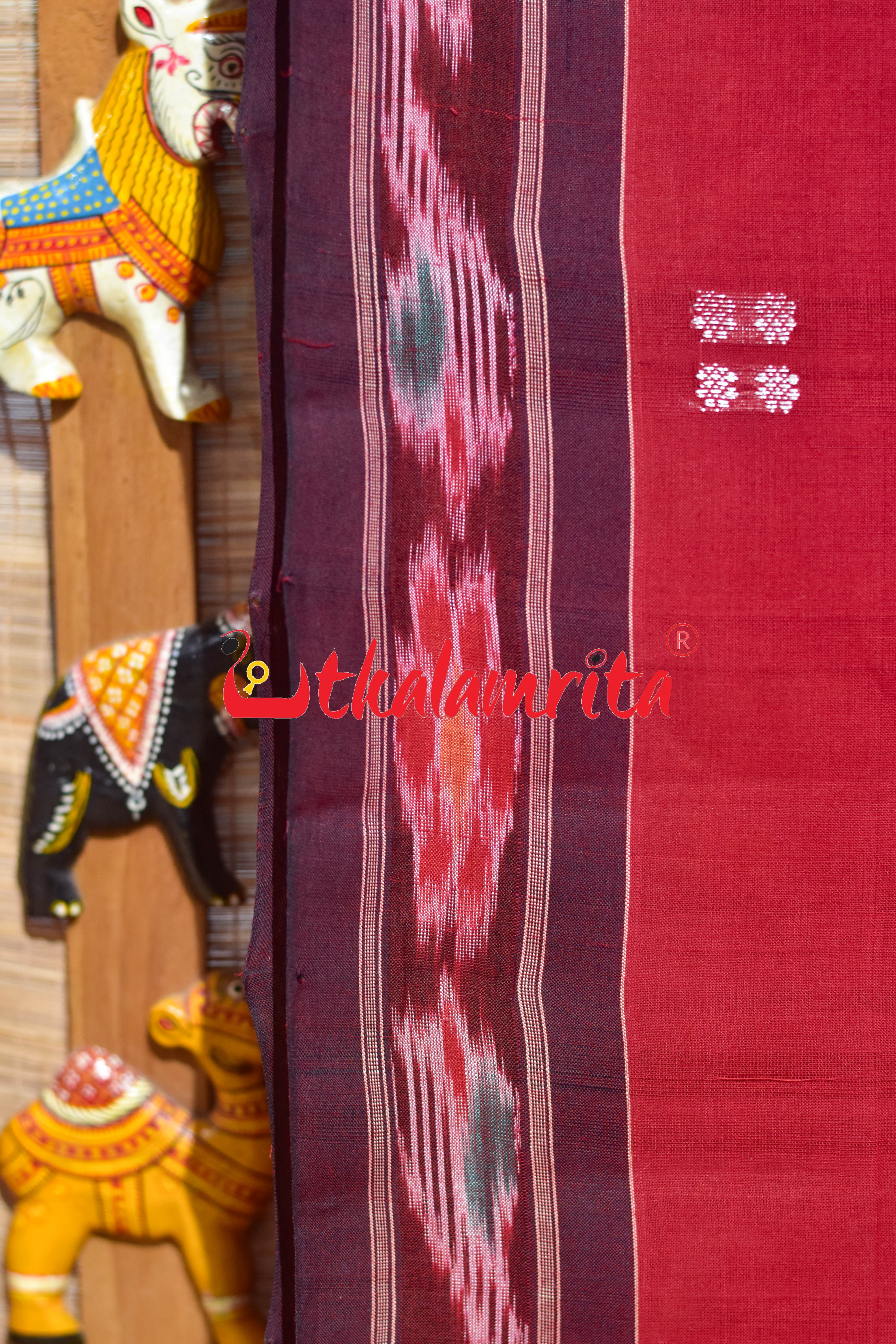 Red Coffee Pittala Single Cotton Saree