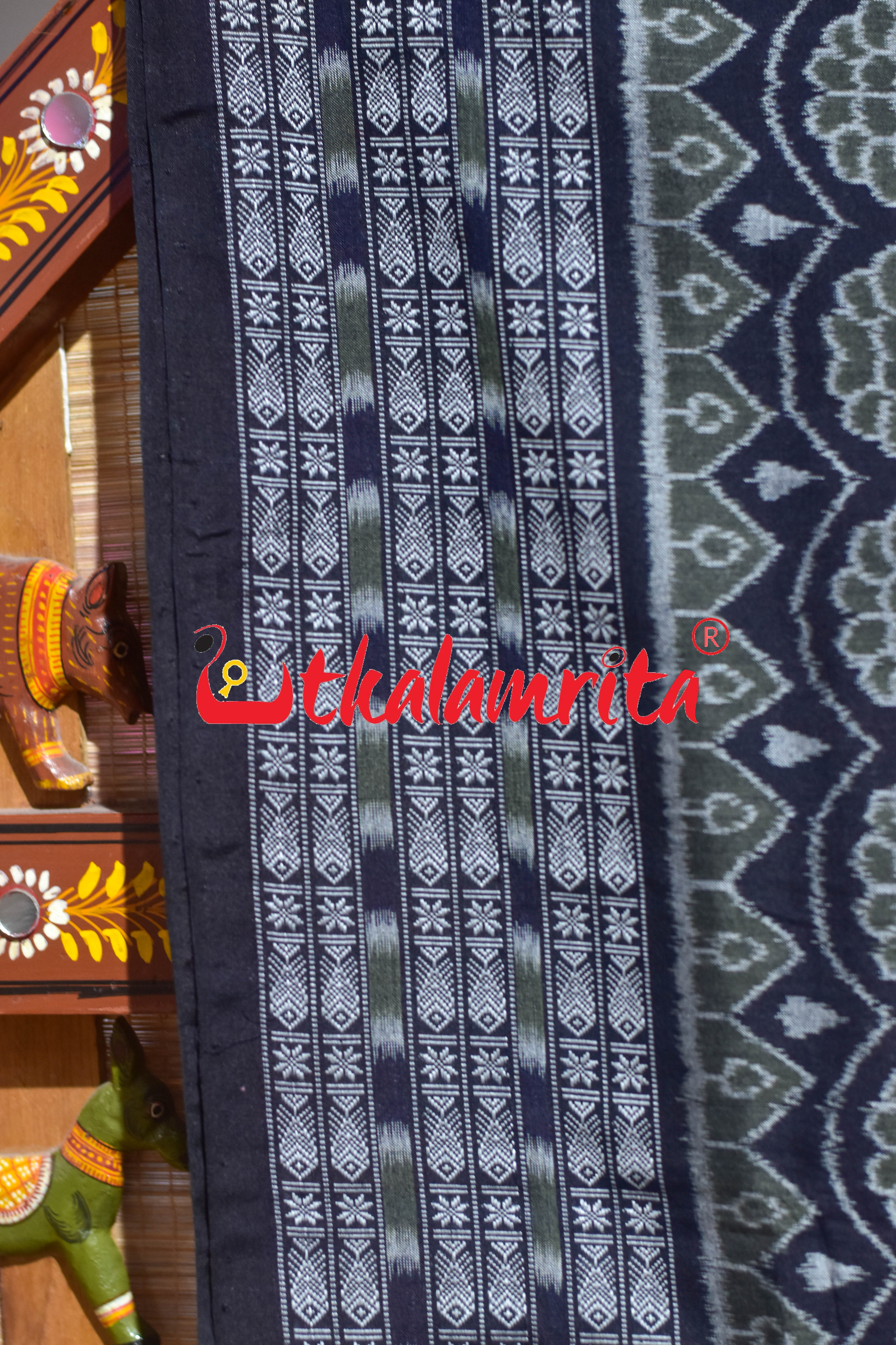 Black Olive Konark Chakra Sambalpuri Cotton Saree