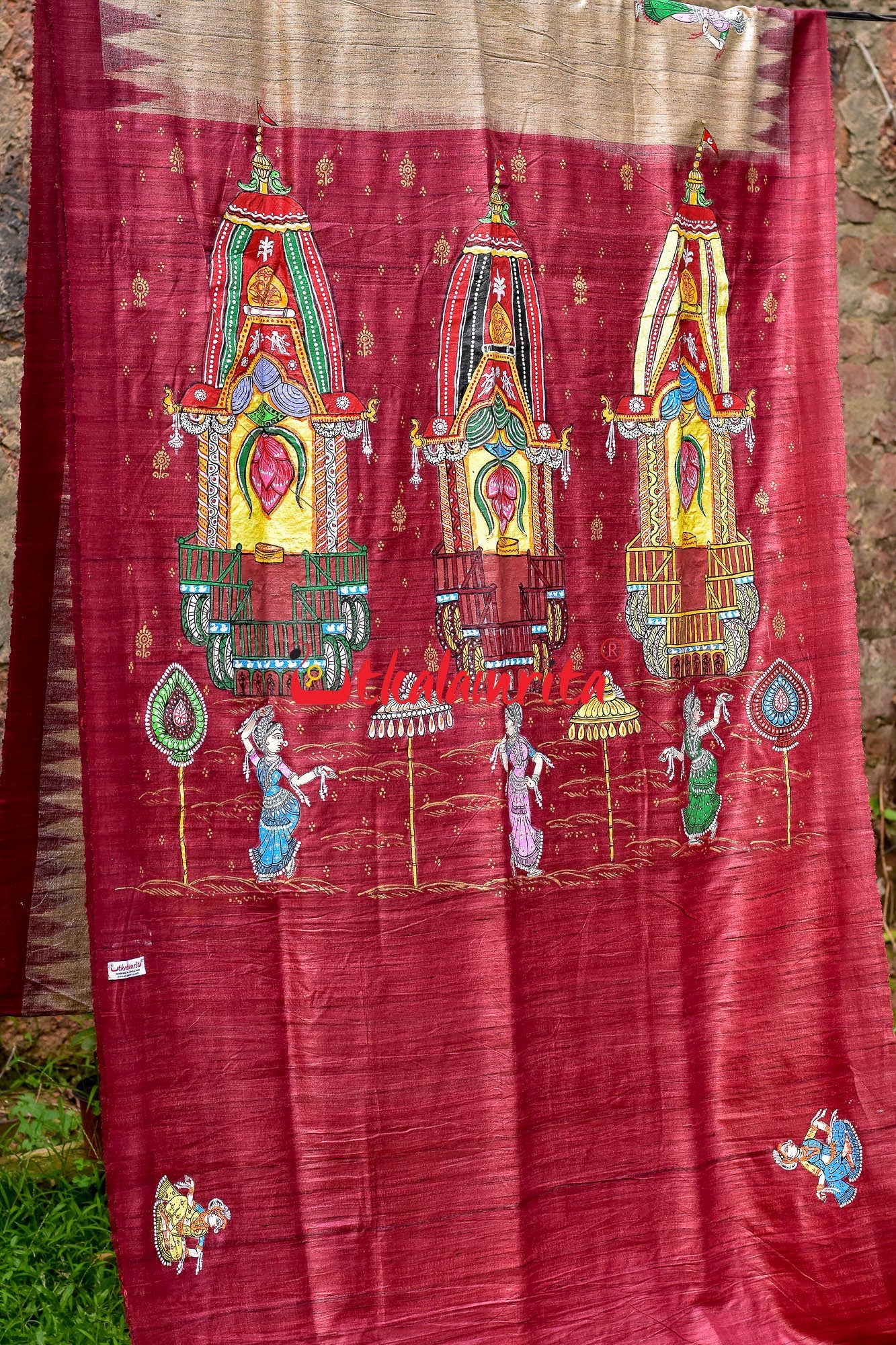 Ratha Jatra Theme Pattachitra Tussar Silk Saree