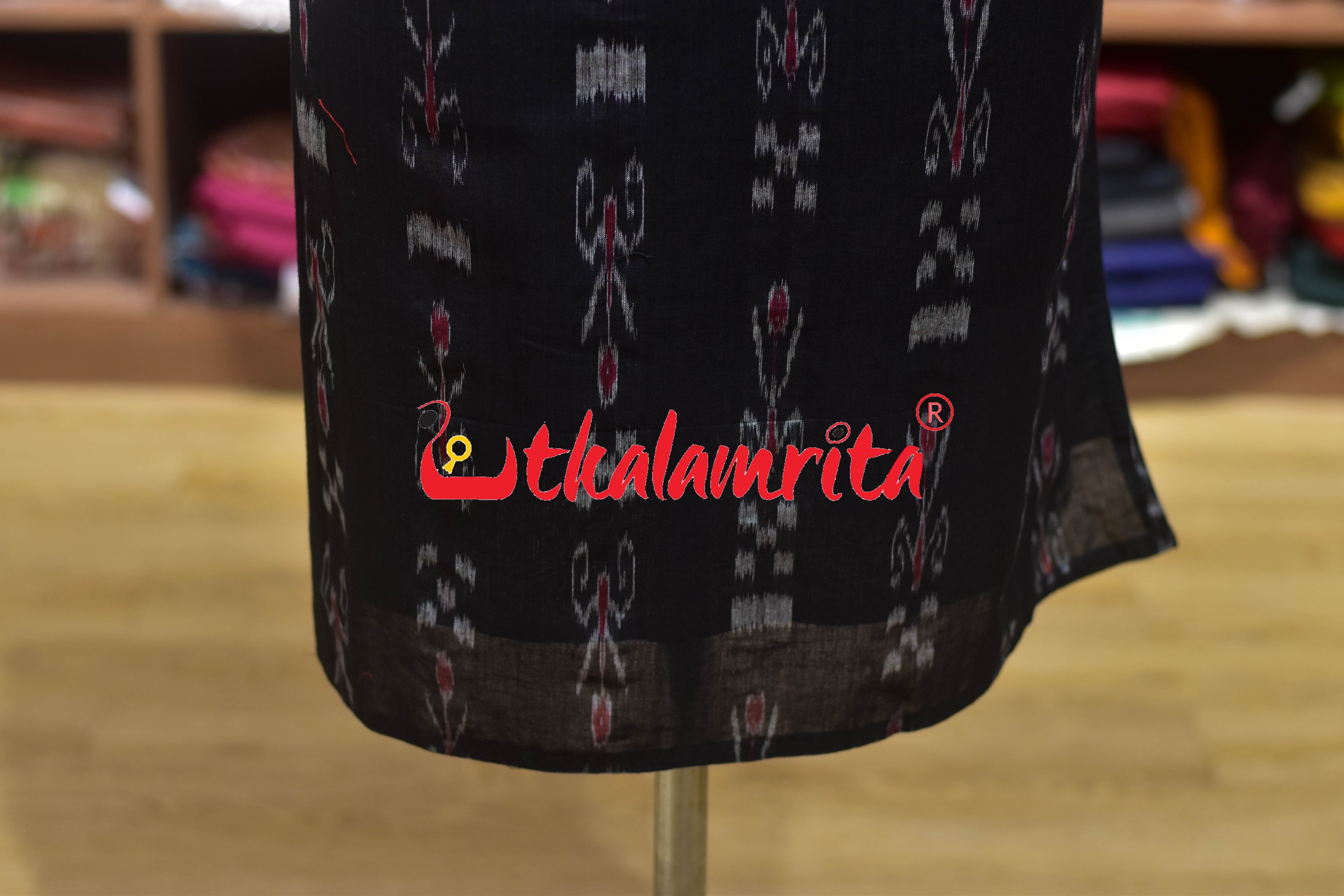 Black Pasapali and Kadha Elephant Design (Ladie's Kurti)