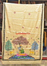 Radha Krushna Pattachitra Tussar Silk Saree