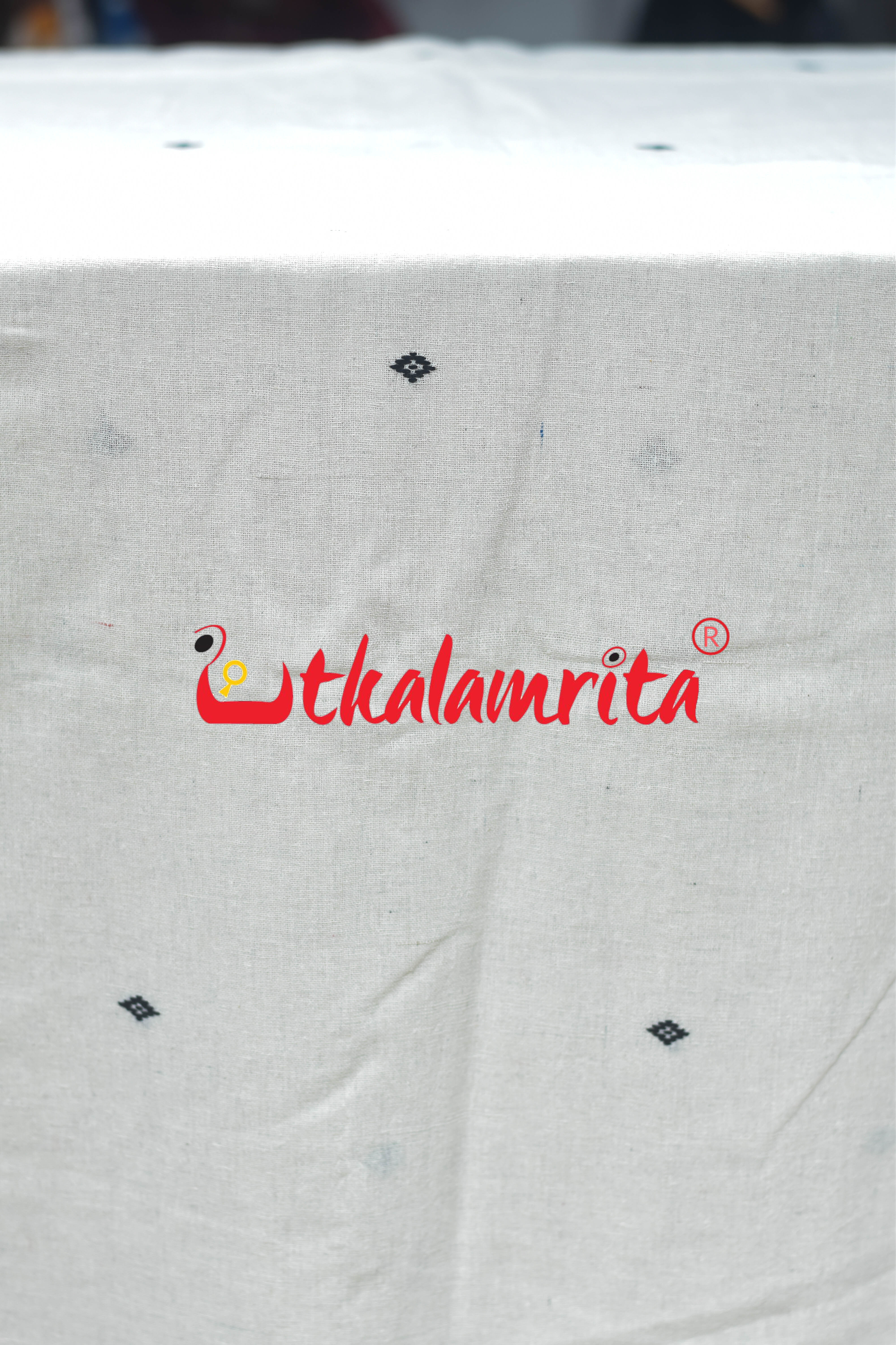 White with Black Buti Kotpad (Fabric)