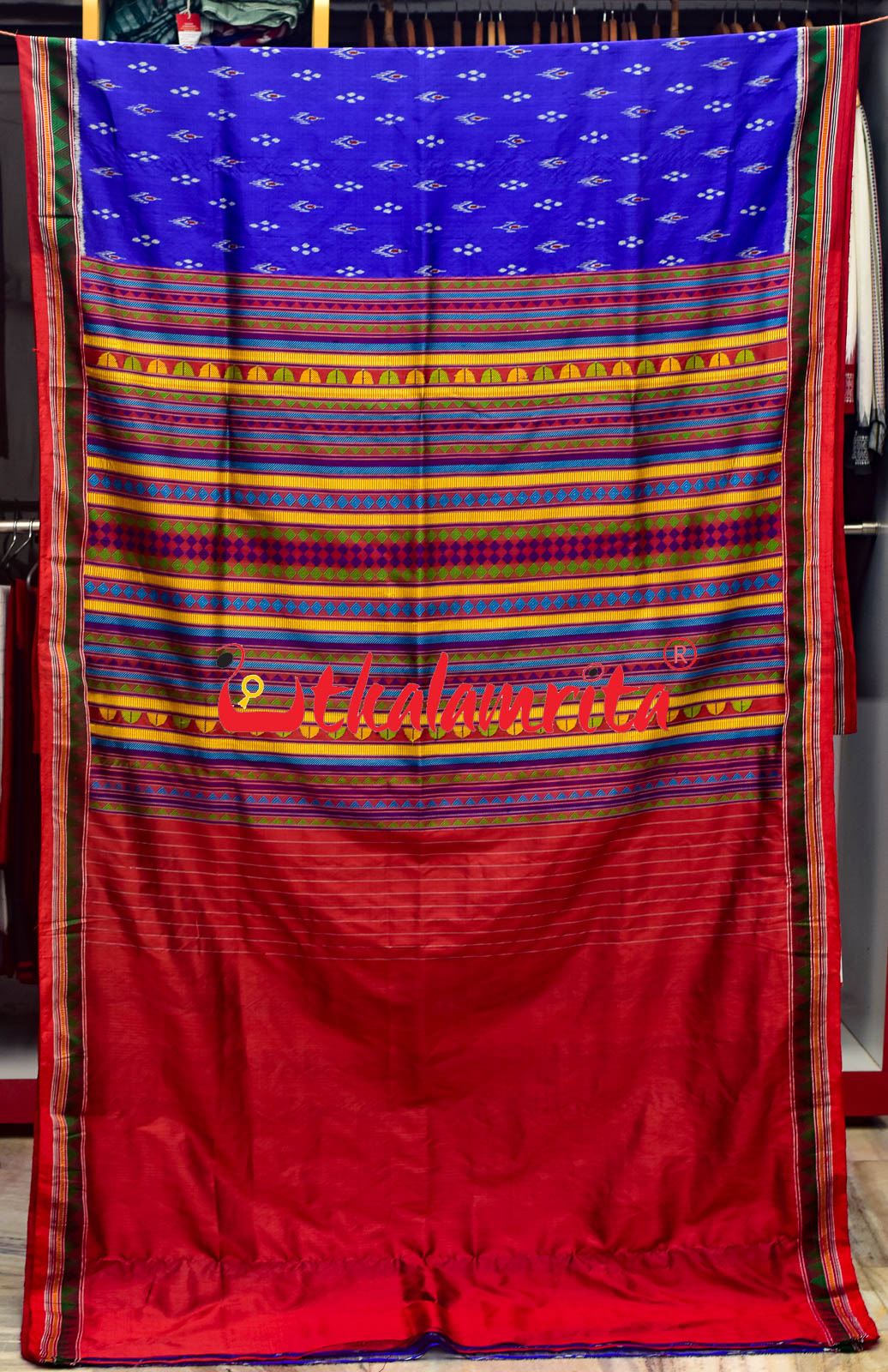 Blue Red Mayurachandrika Dongria Silk Saree