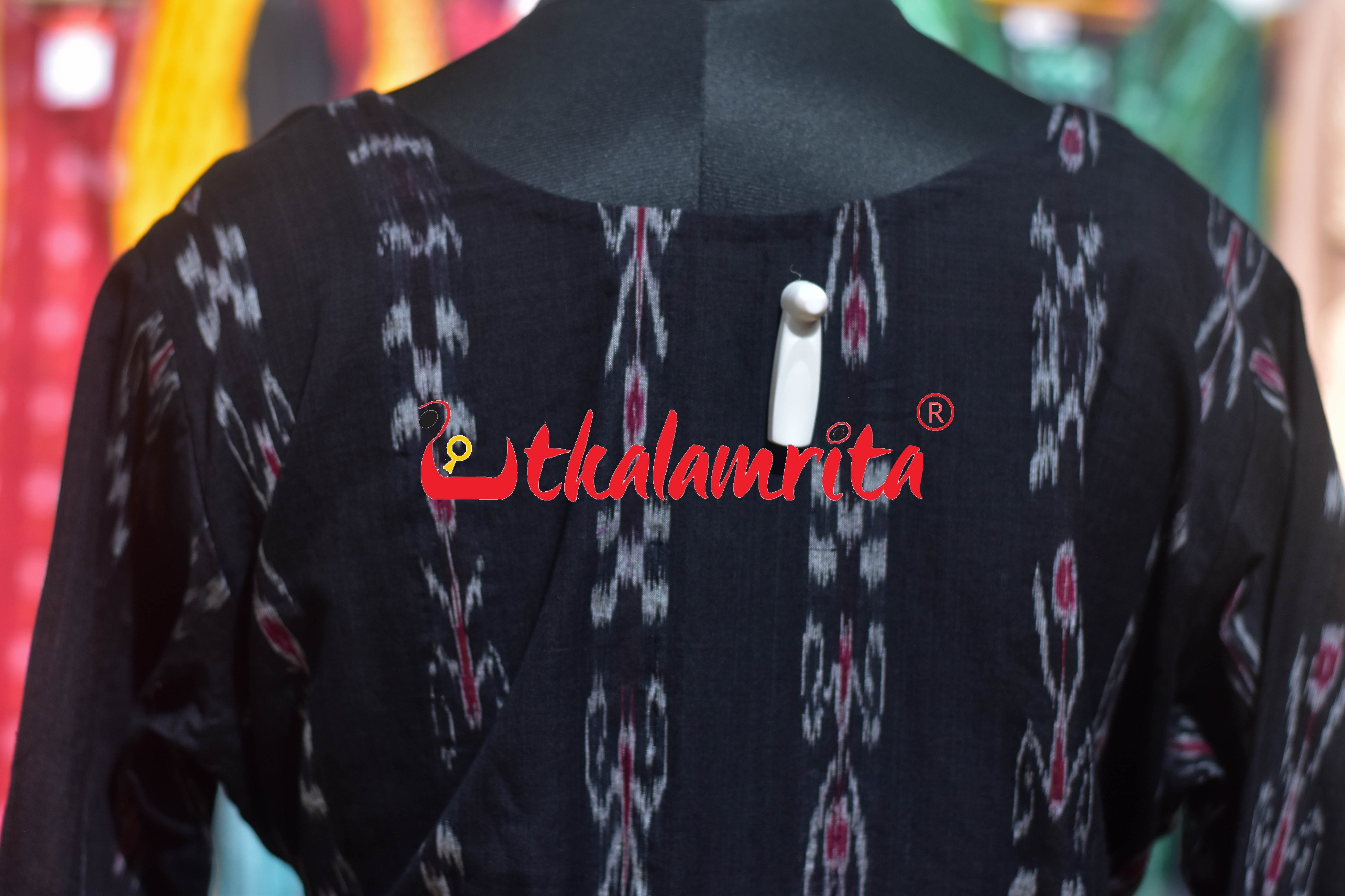 Black Pasapali and Kadha Elephant Design (Ladie's Kurti)