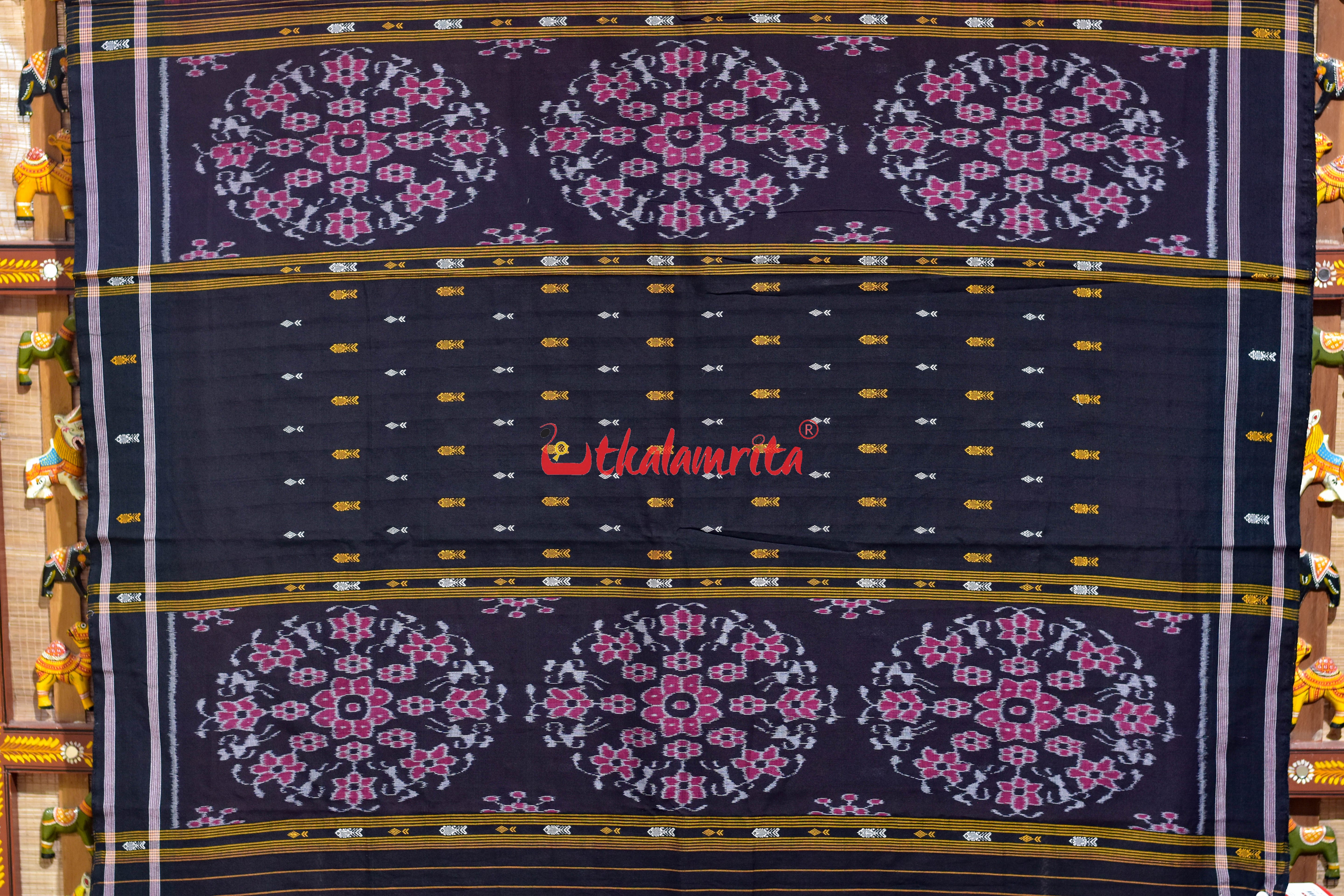 Nuapatna Hazar Buti Red Black Cotton Saree