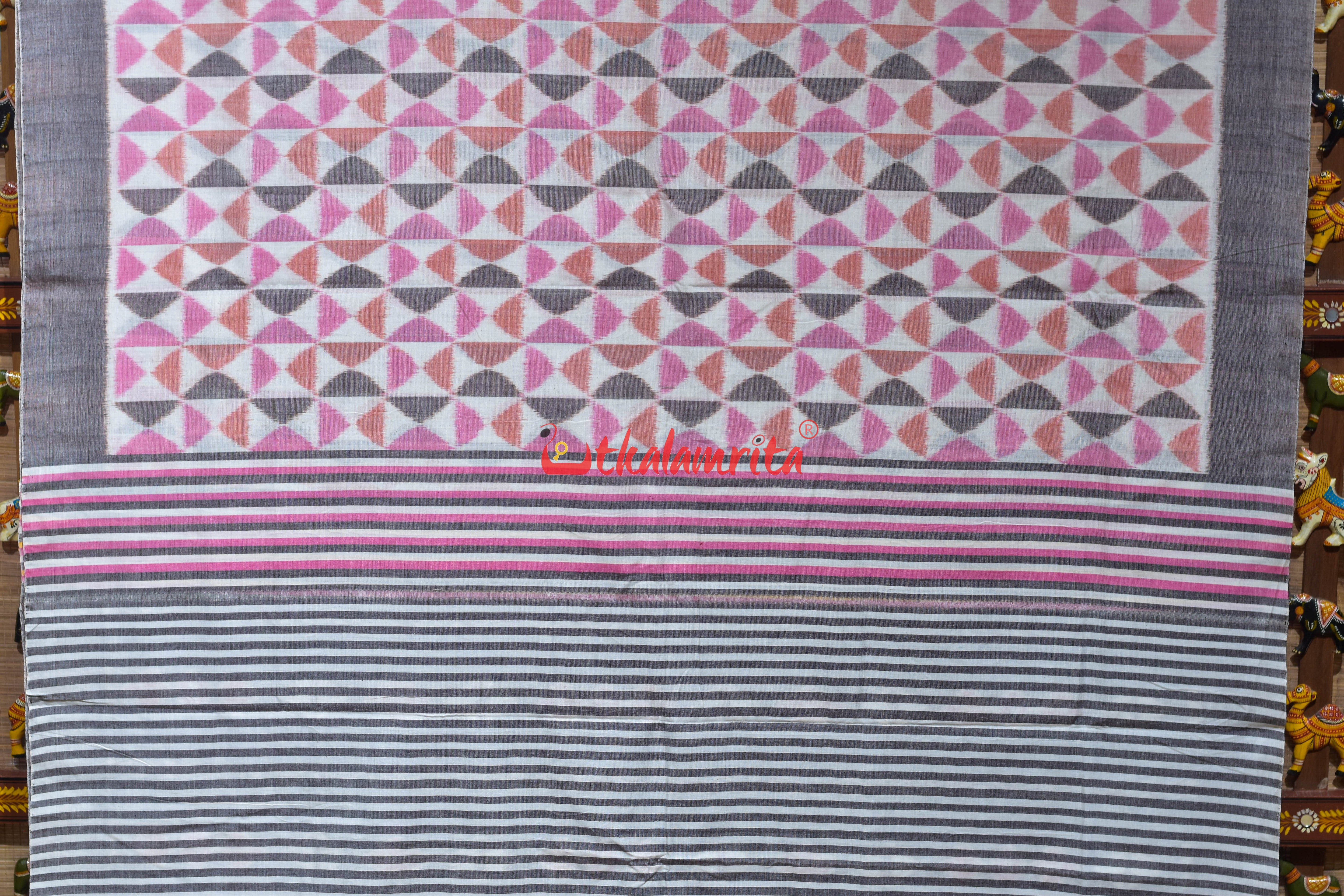 Pink Optical Illusions Patli Khandua Cotton Saree