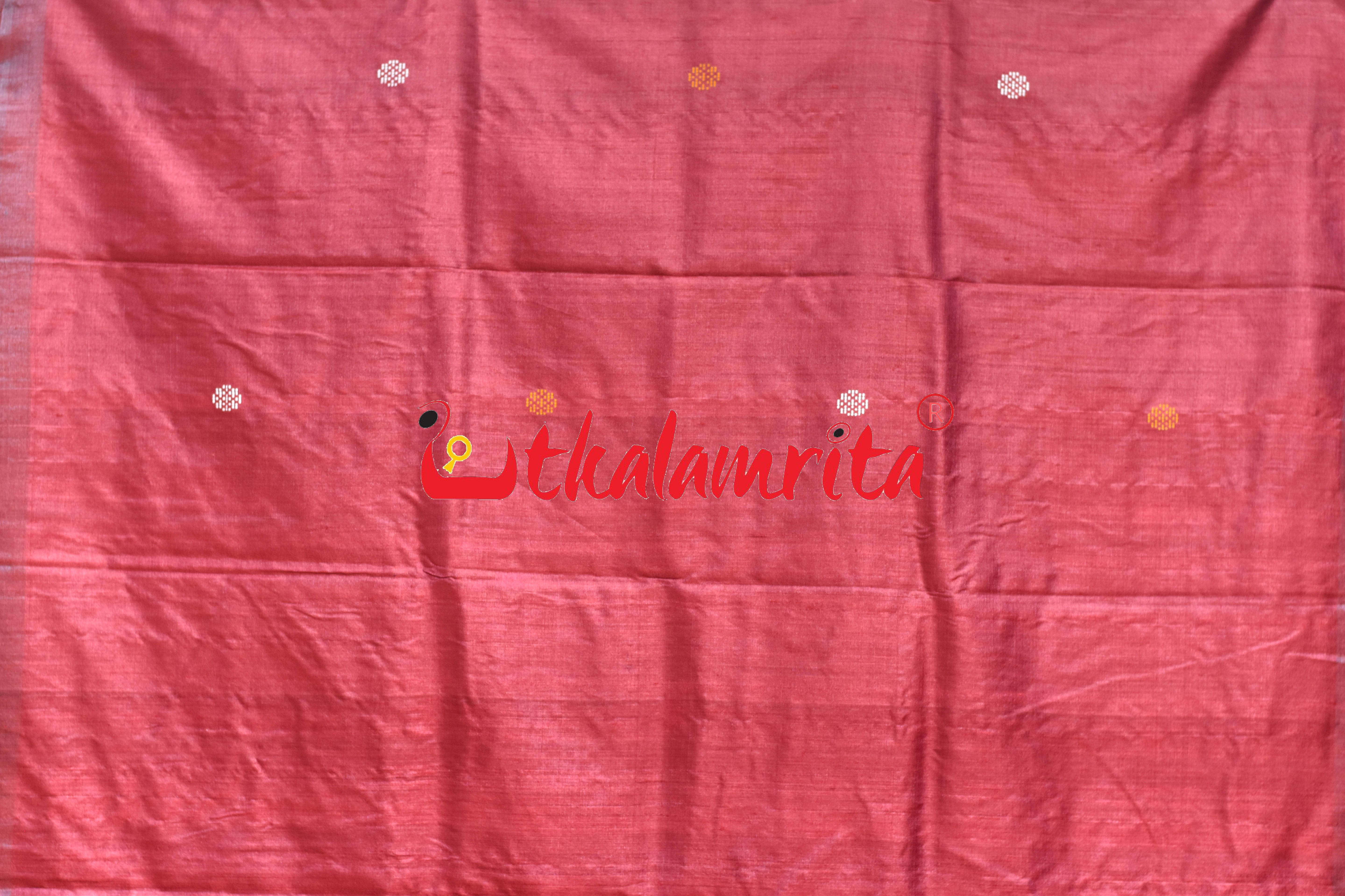 Red Coffee Phoda Anchal Gopalpur Tussar Silk Saree