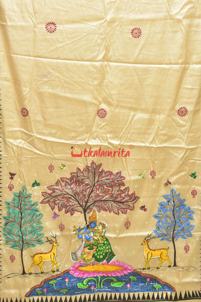 Radha Krushna Pattachitra Tussar Silk Saree