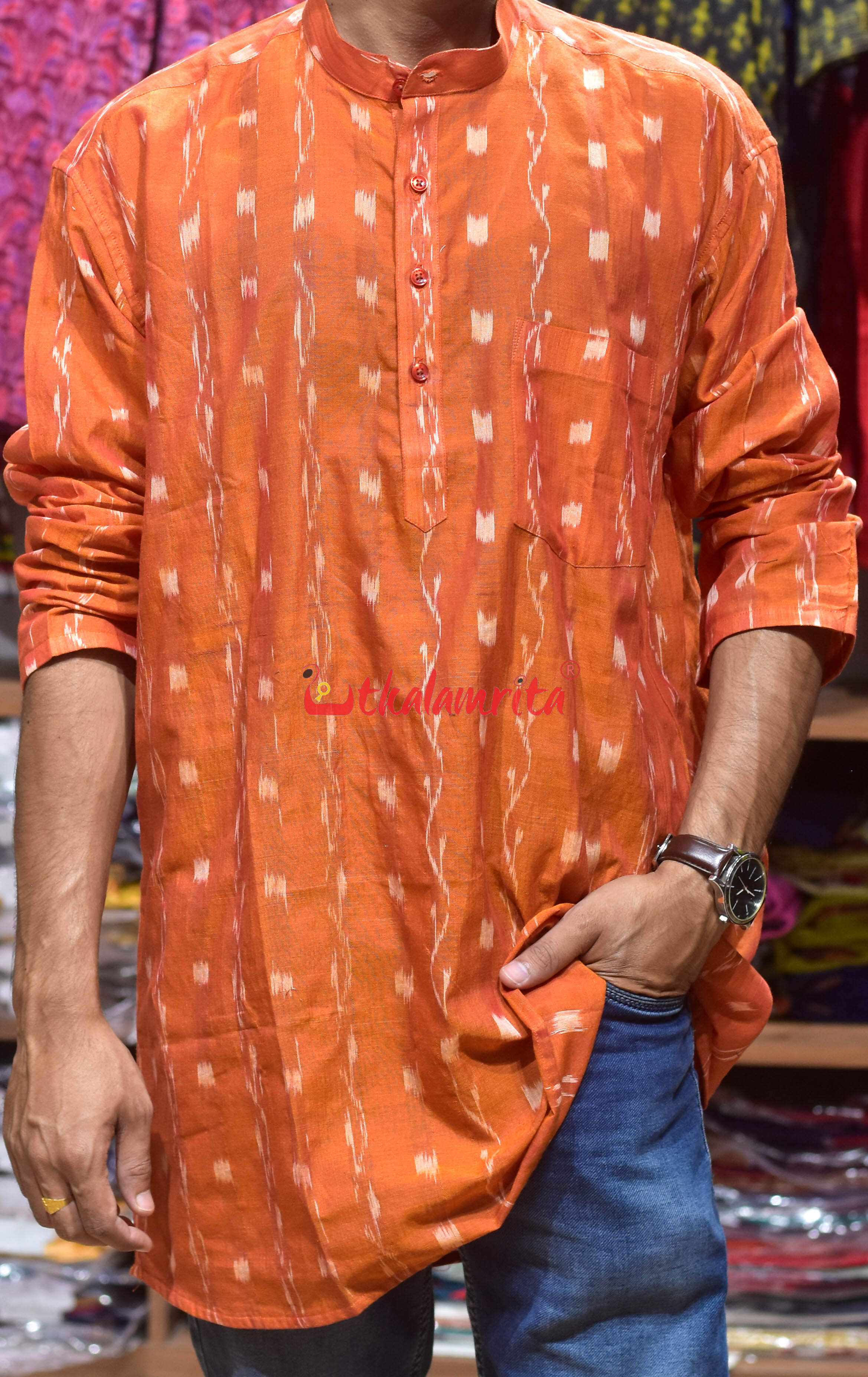 Orange Tipa Lata (Men's Short Kurta)
