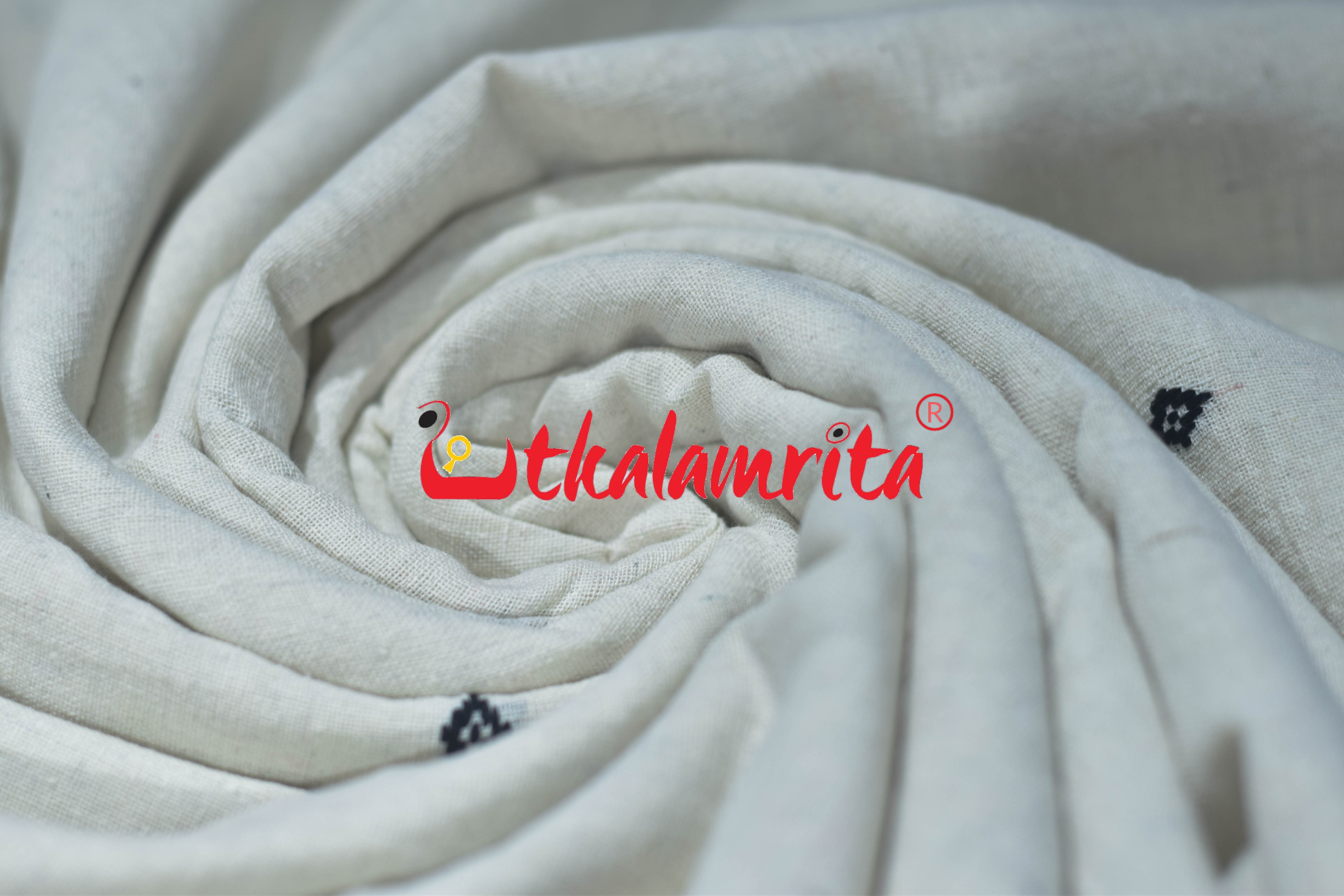 White with Black Buti Kotpad (Fabric)