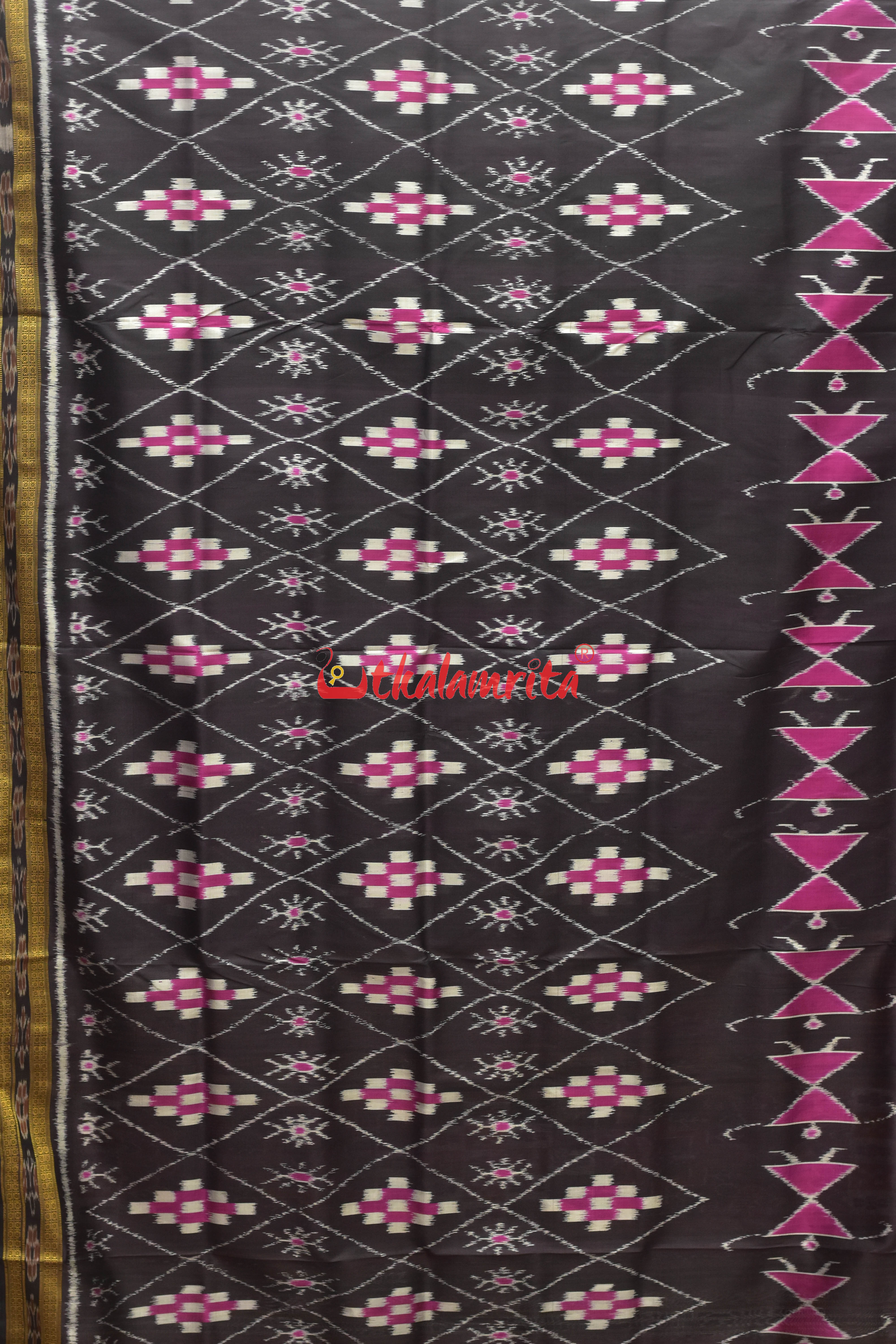 Black Pink Thikiri Pasapali with Tribal Khandua Silk Saree