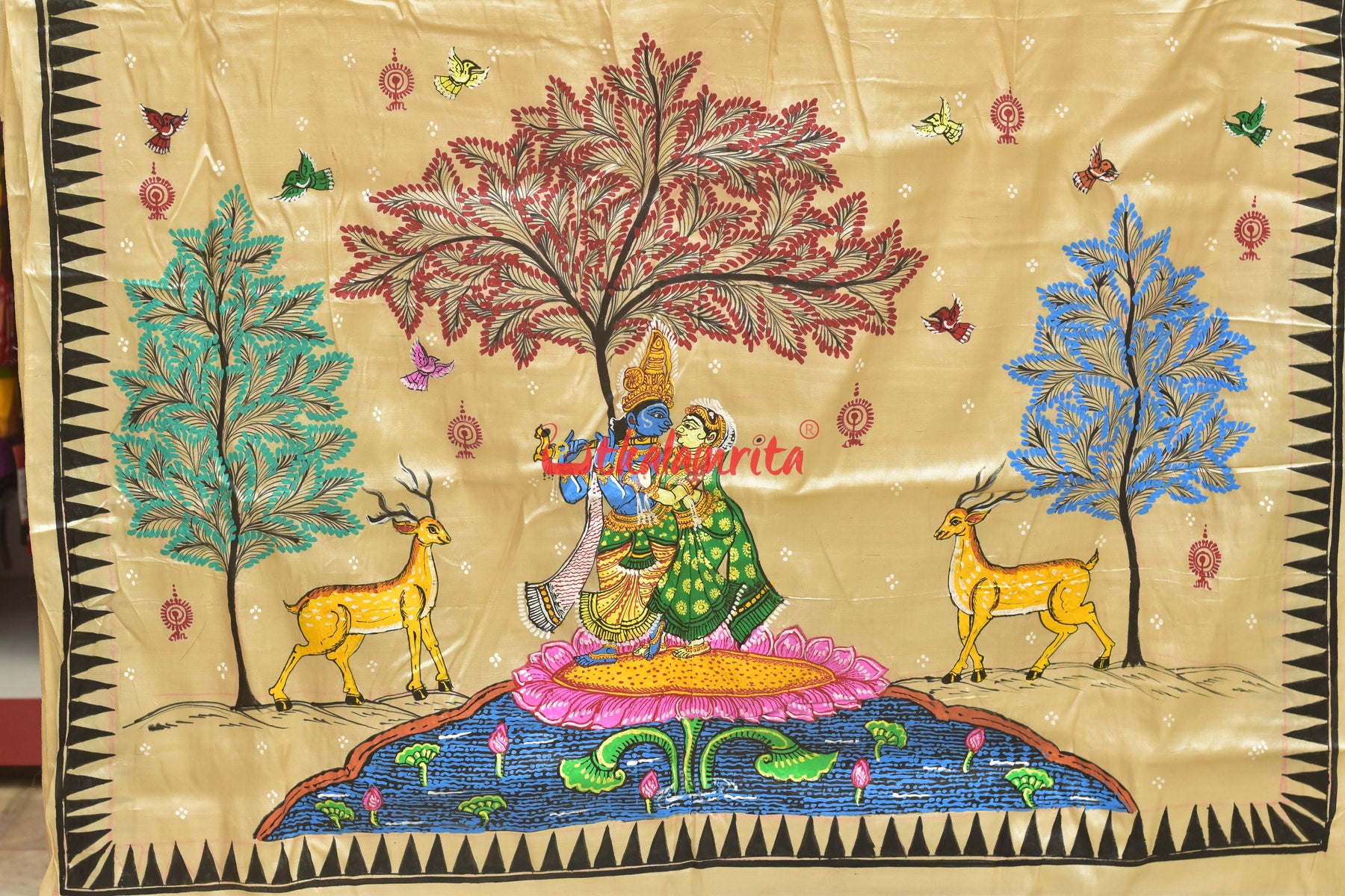 Radha Krushna Pattachitra Tussar Silk Saree