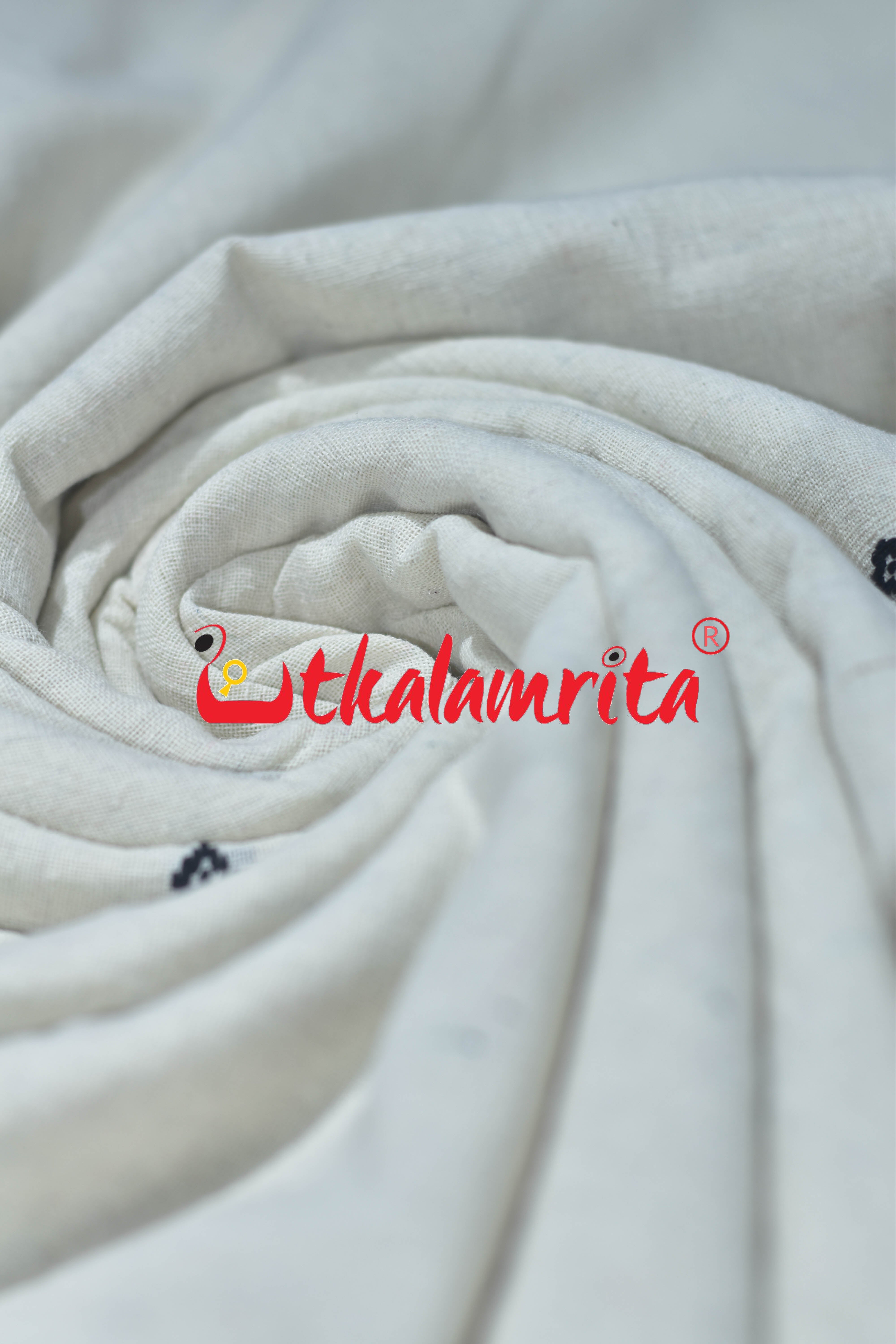 White with Black Buti Kotpad (Fabric)