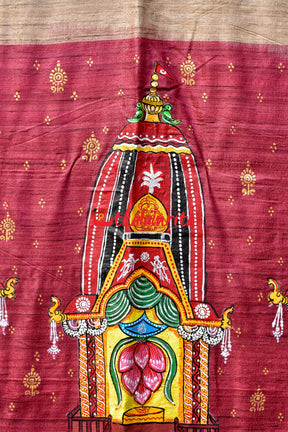 Ratha Jatra Theme Pattachitra Tussar Silk Saree