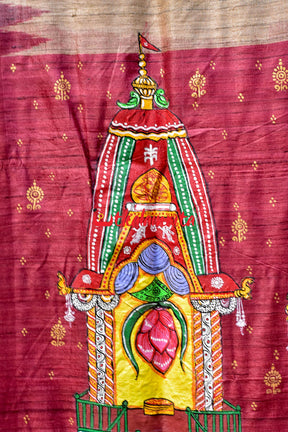 Ratha Jatra Theme Pattachitra Tussar Silk Saree