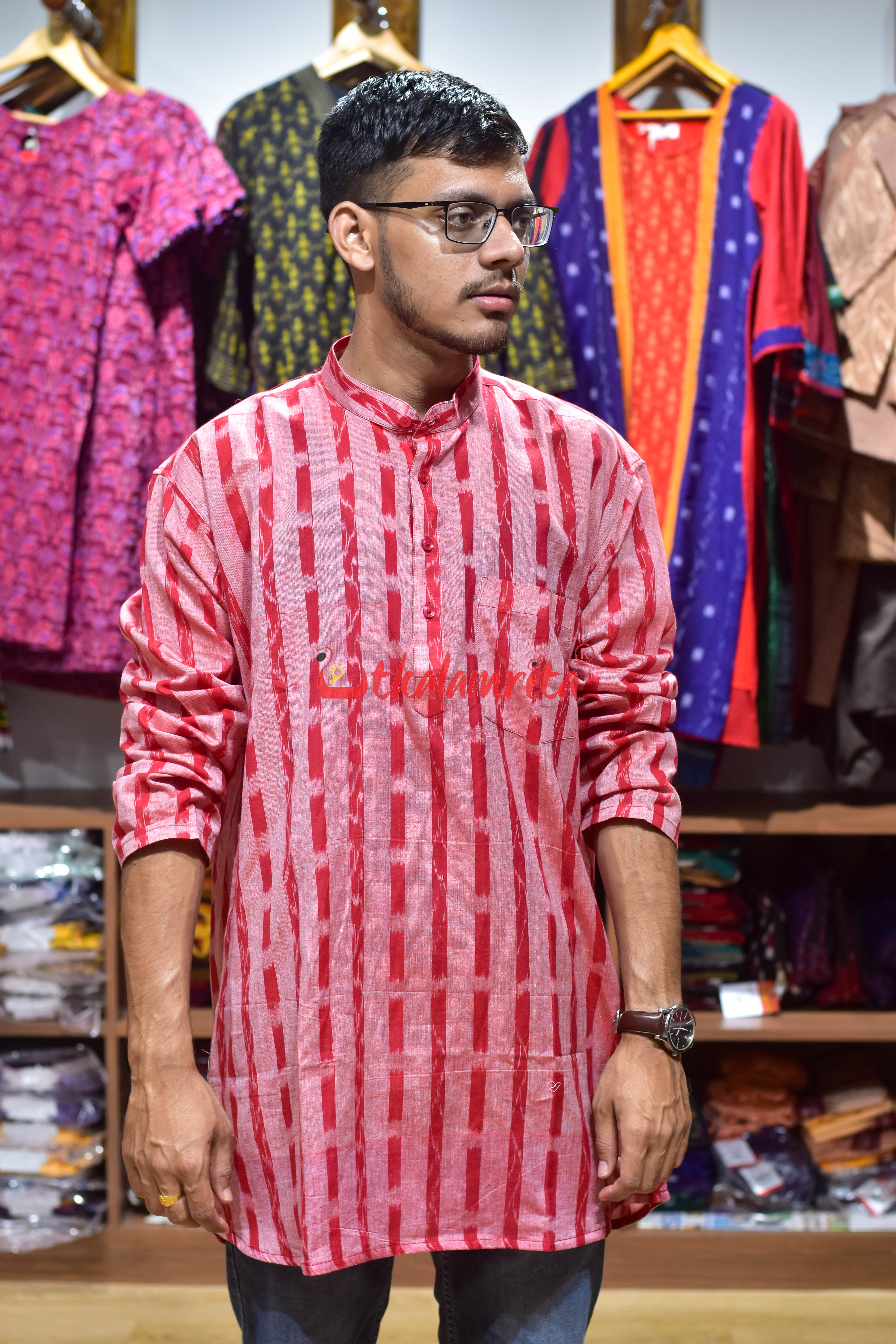 Red Pink Lata (Men's Short Kurta)