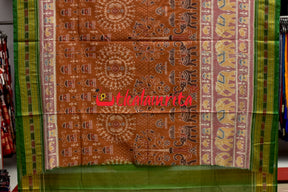 Hati Pink Brown Green Sambalpuri Cotton Saree