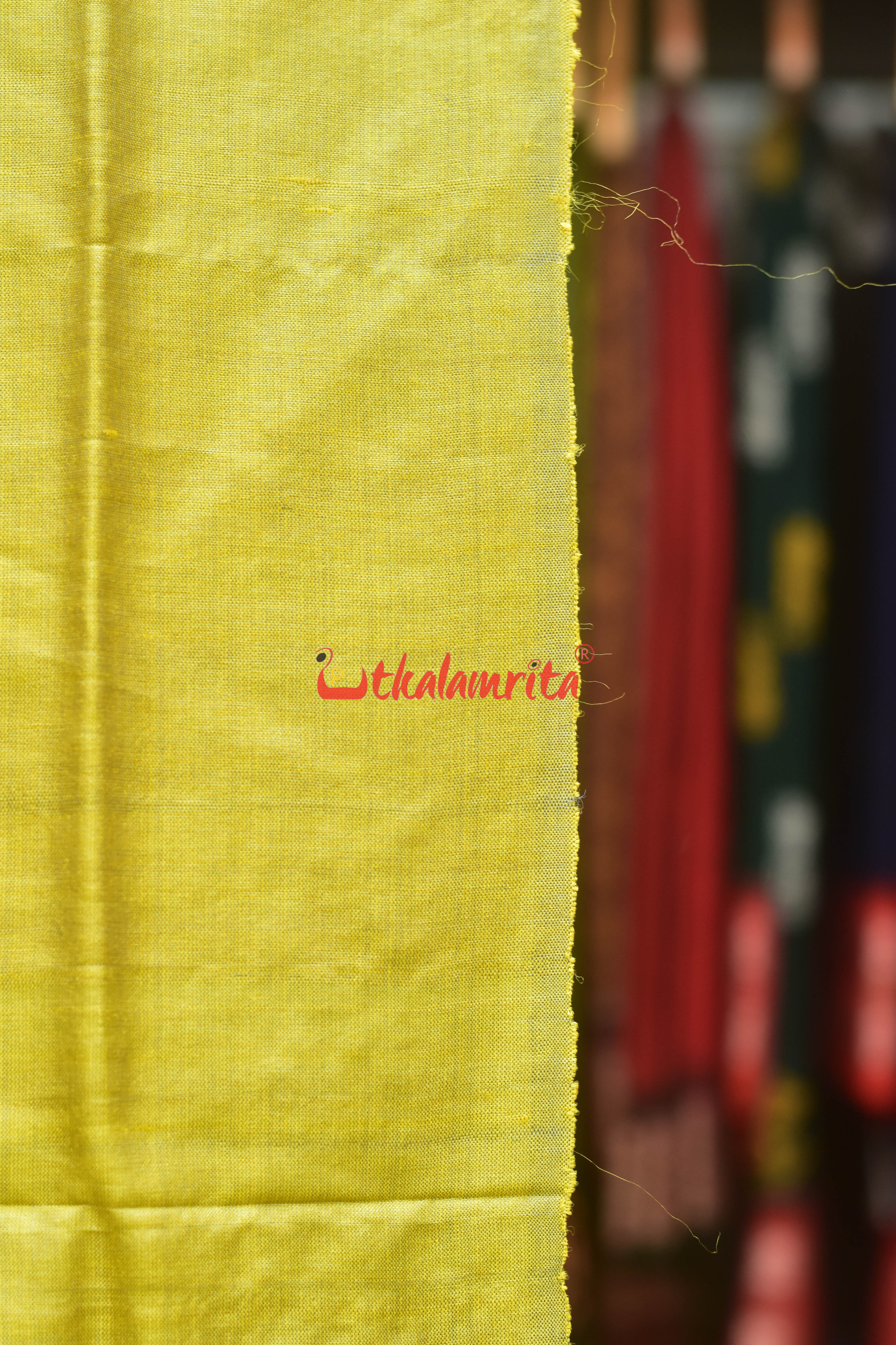 Lemon Yellow Fine Tussar Plain (Stole)