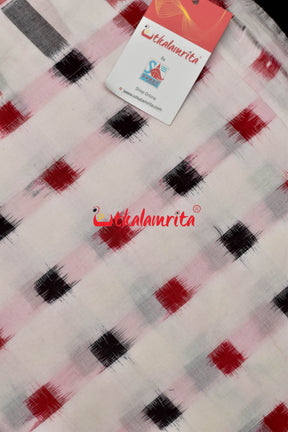 Double Ikat Pasapali Red Black over White Base (Fabric)